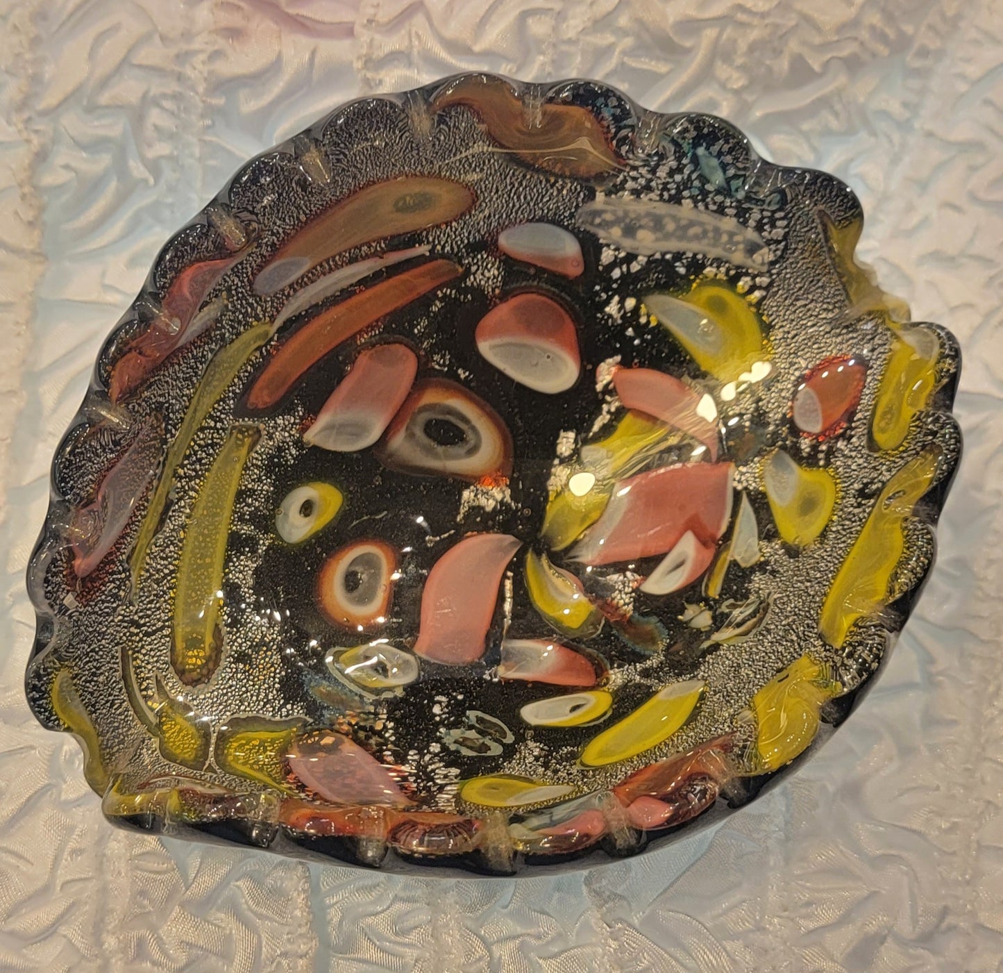 Vintage Murano Art Glass Tutti Frutti Bowl