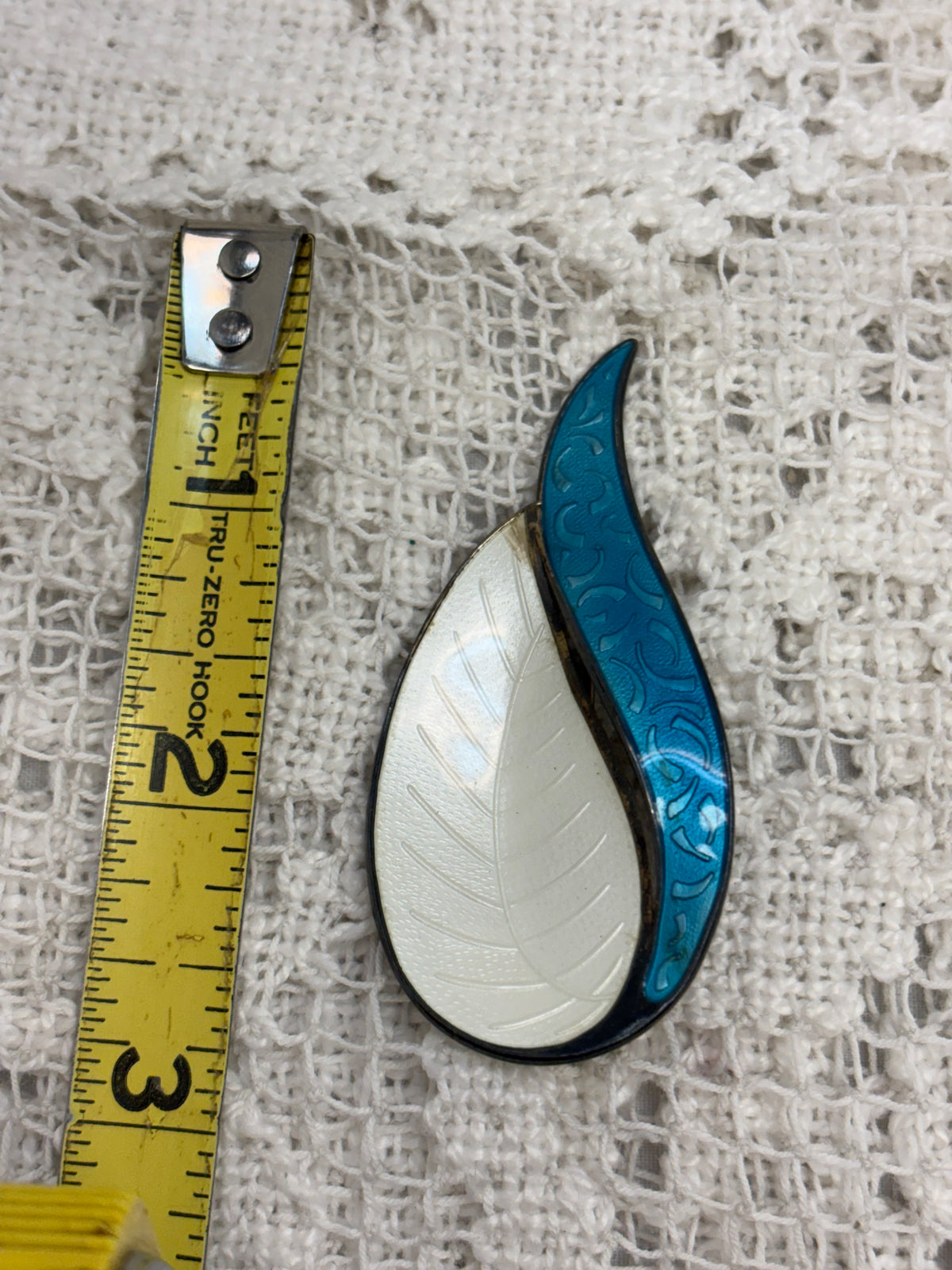 Vintage Signed Aksel Holmsen Norway Sterling Enamel Brooch