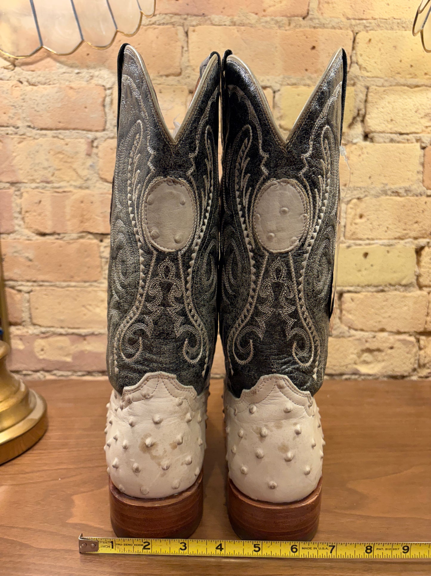 New El General Ostrich Leather Cowboy Boots 7