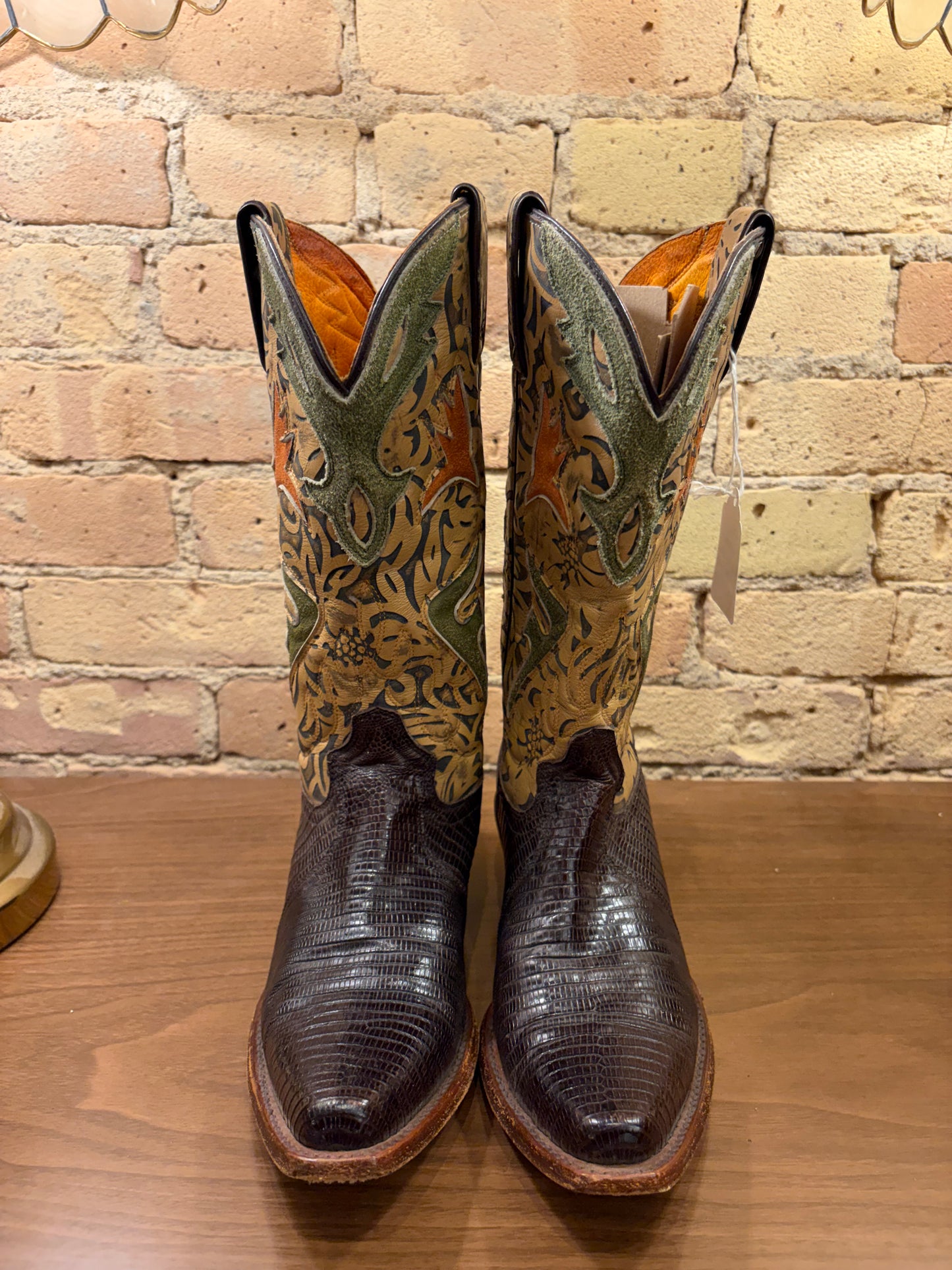 FRYE Lily Western Lizard Skin Cowboy Boots 6 1/2