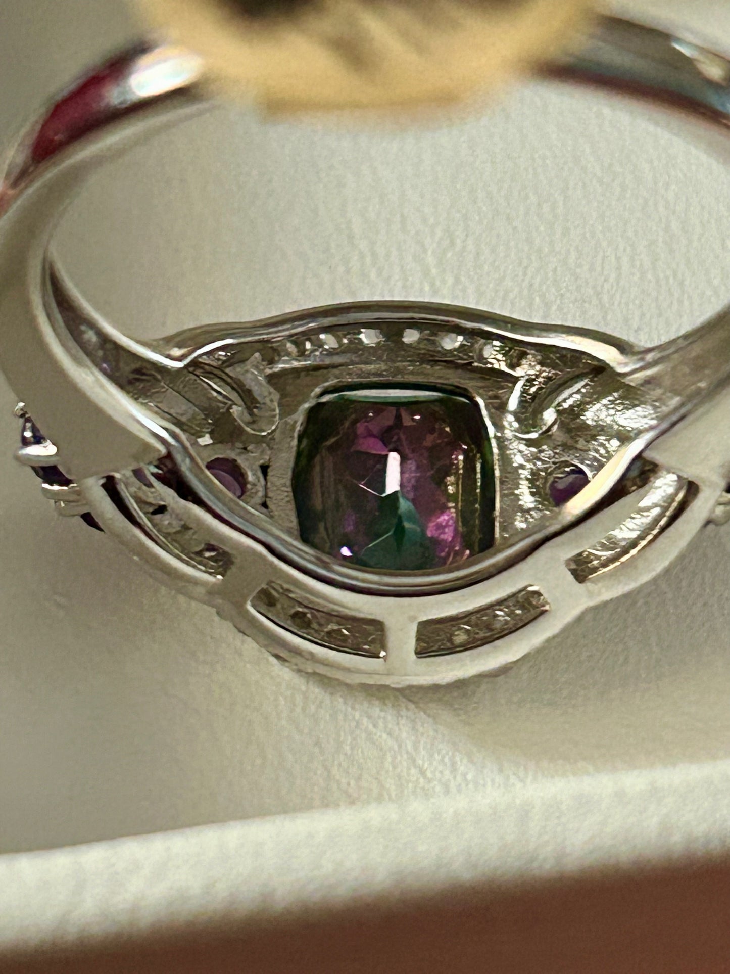 Mystic Topaz & Amethyst Sterling Silver Ring Size 10