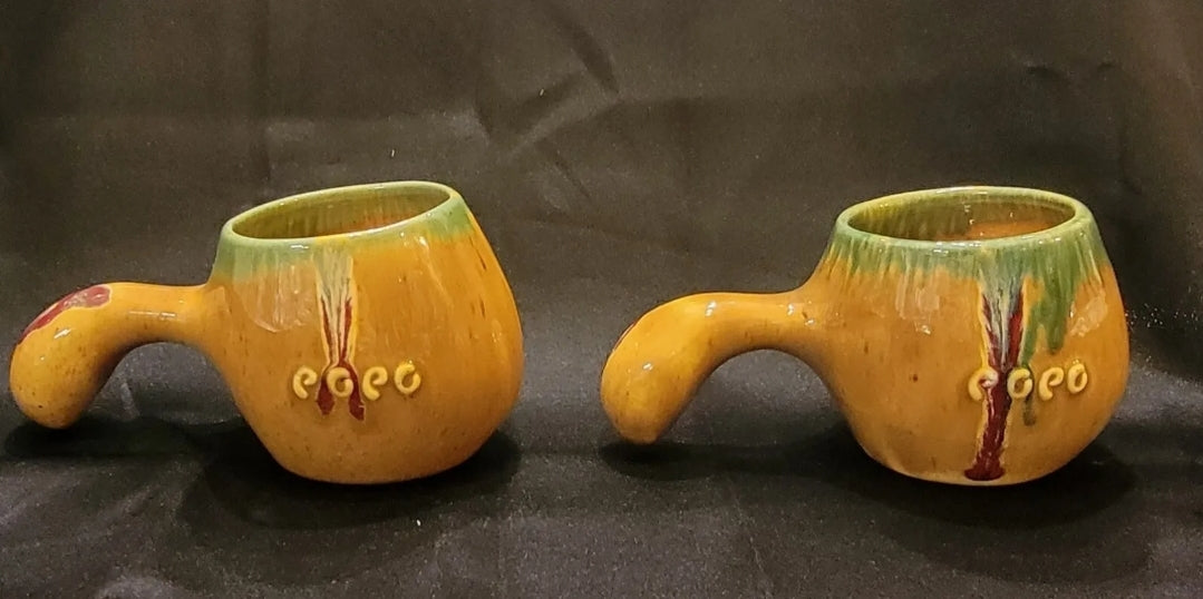 Vintage Set of 2 Popo Galsini Pasadena Gourdware Tiki Gourd Mug