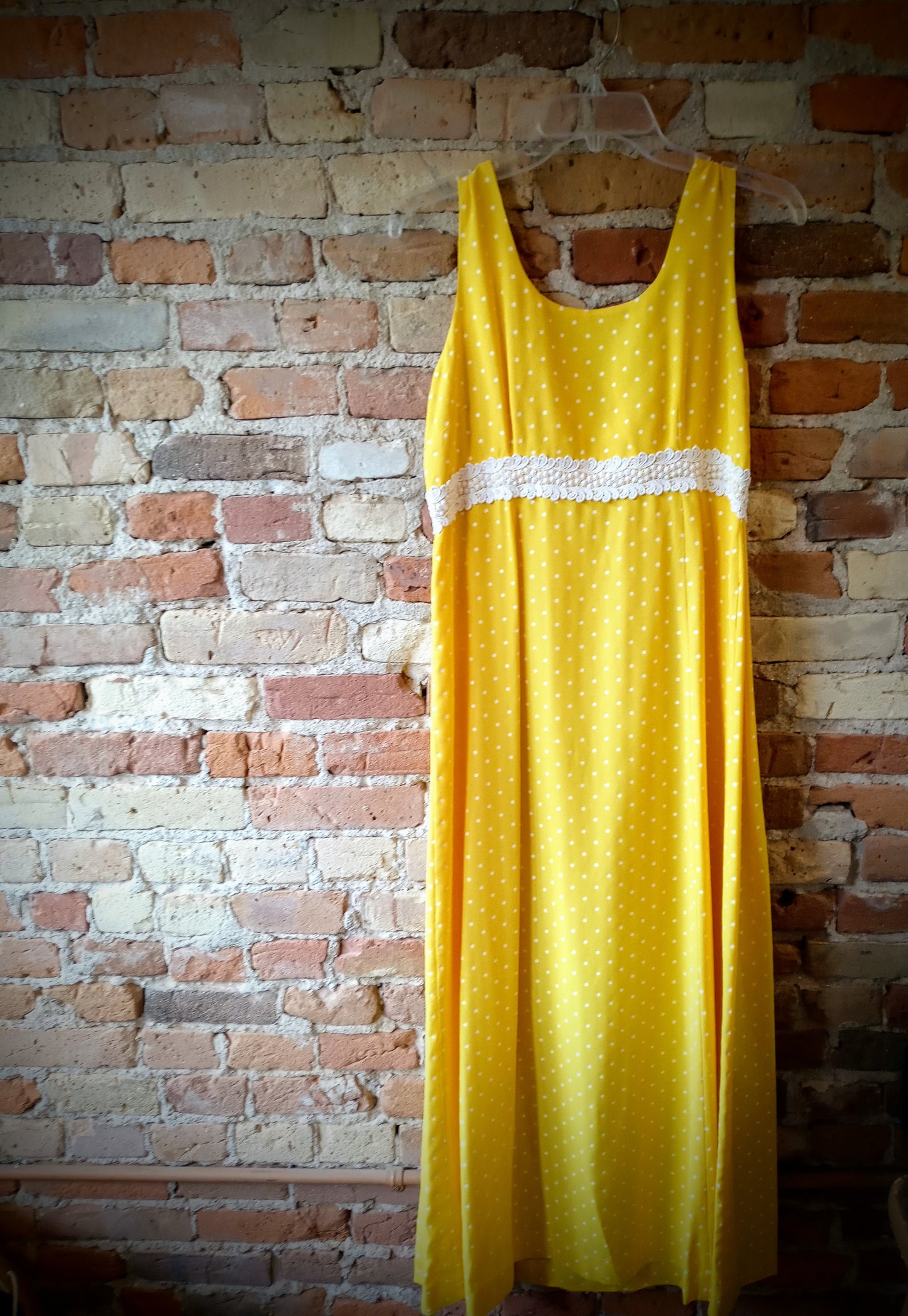 Vintage Handmade Yellow Polka-Dot Dress
