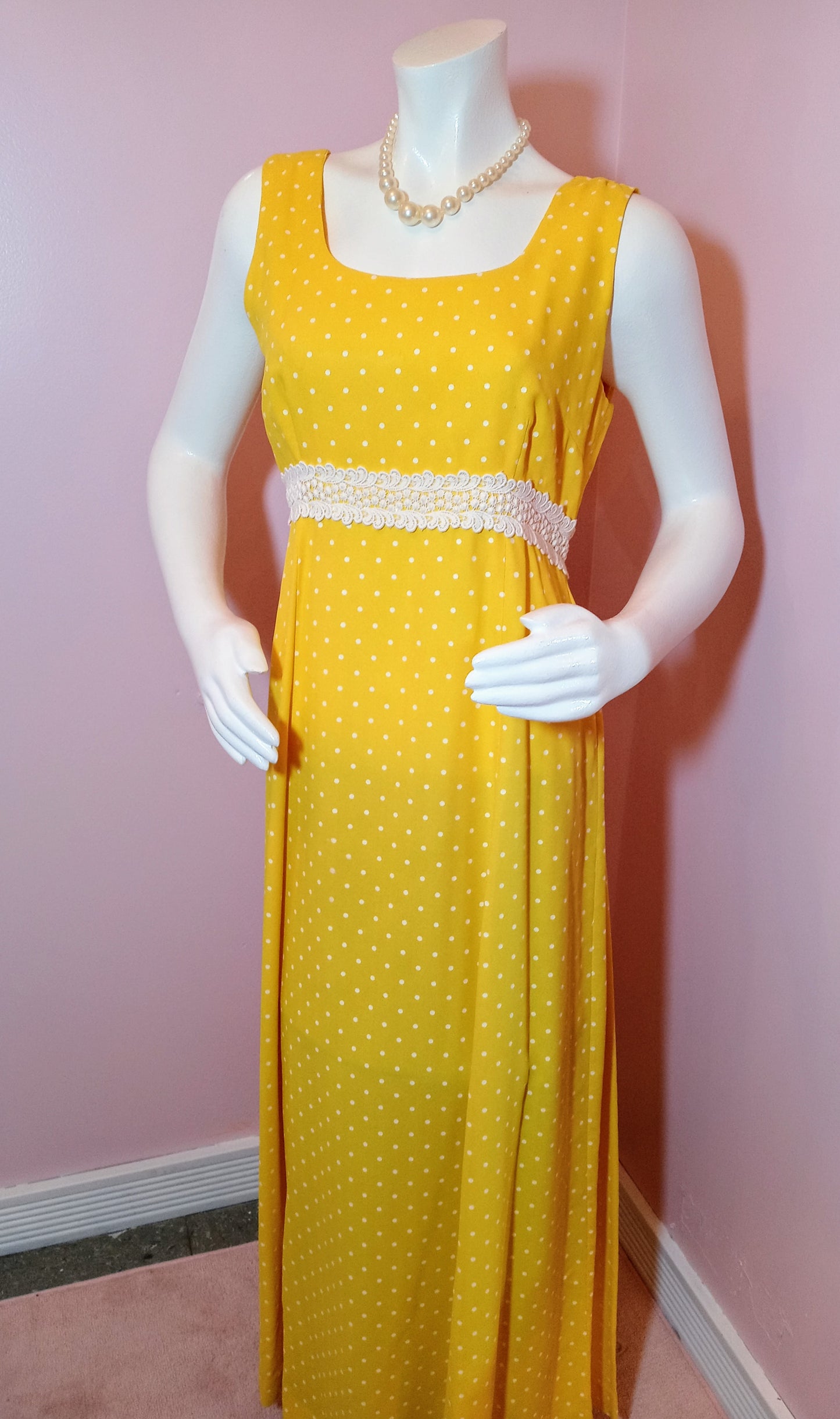 Vintage Handmade Yellow Polka-Dot Dress