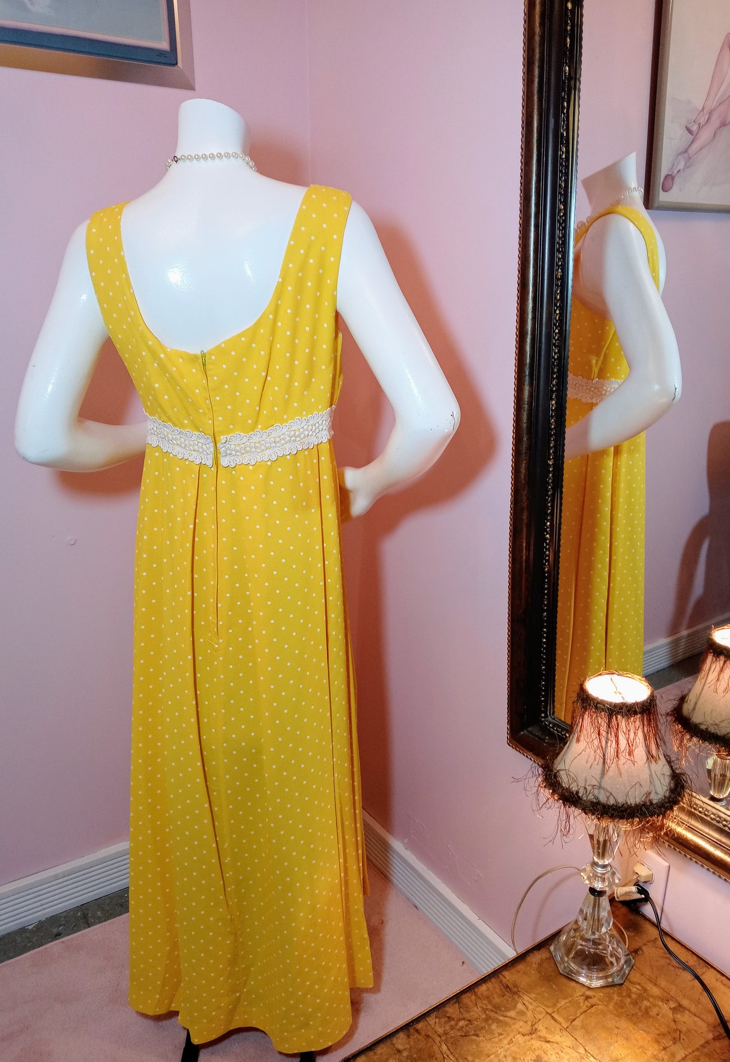 Vintage Handmade Yellow Polka-Dot Dress