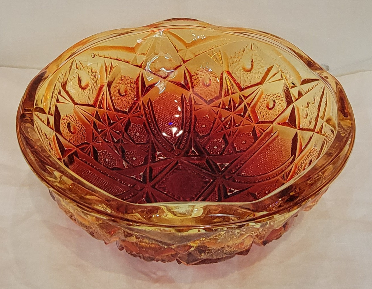 Vintage Amberina Hobstar Bowl