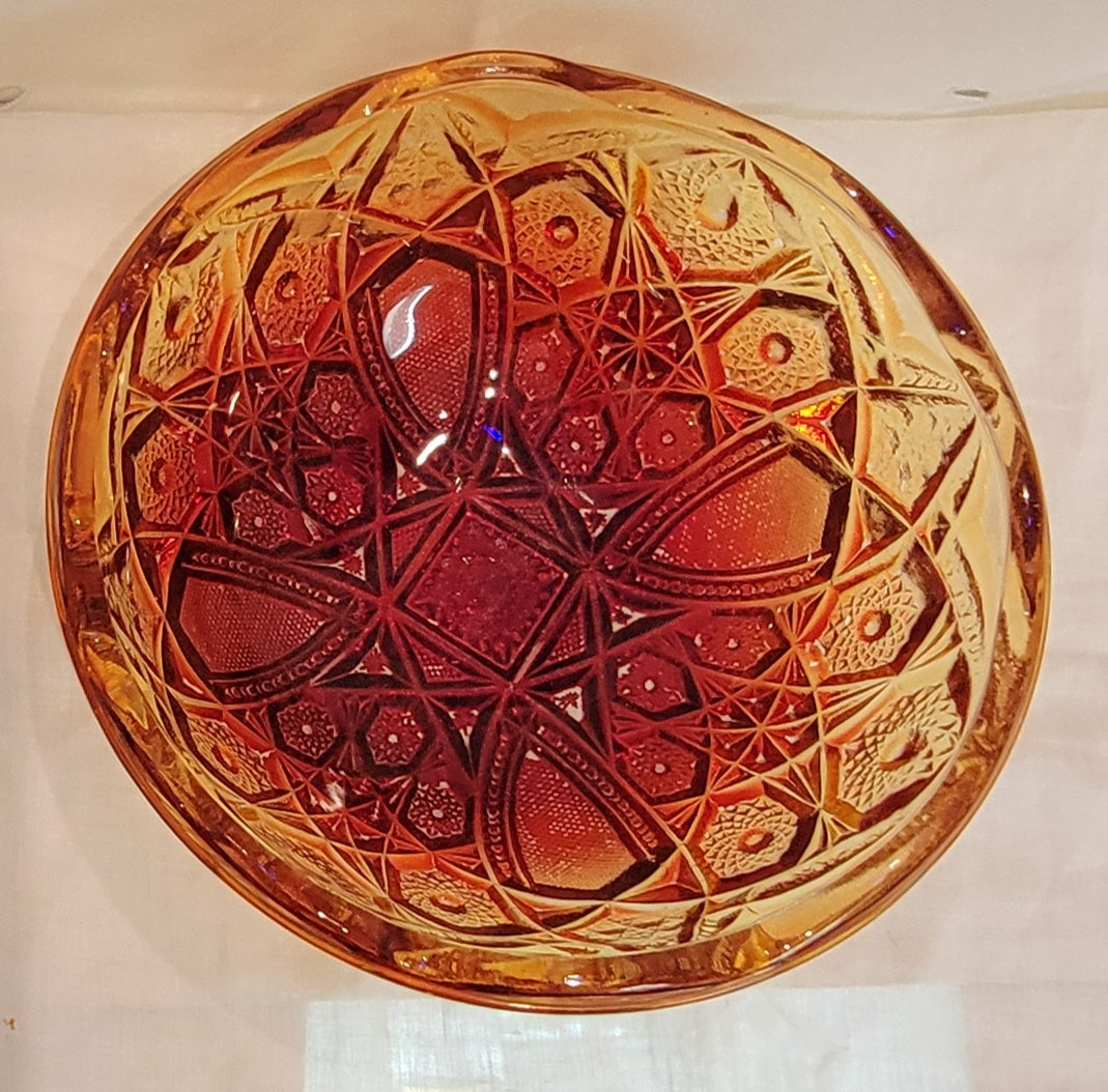 Vintage Amberina Hobstar Bowl