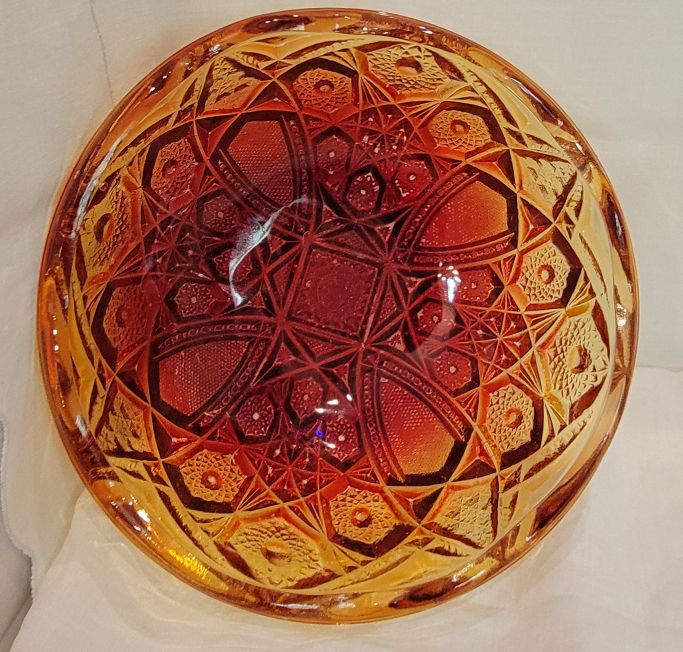 Vintage Amberina Hobstar Bowl
