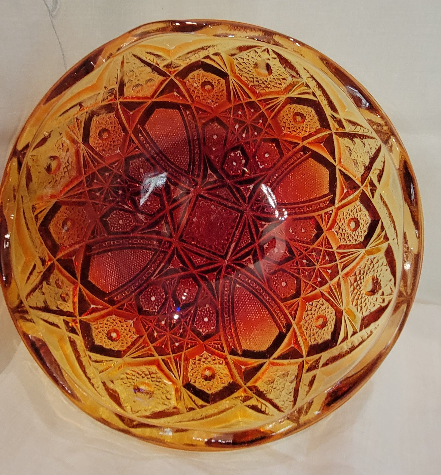 Vintage Amberina Hobstar Bowl