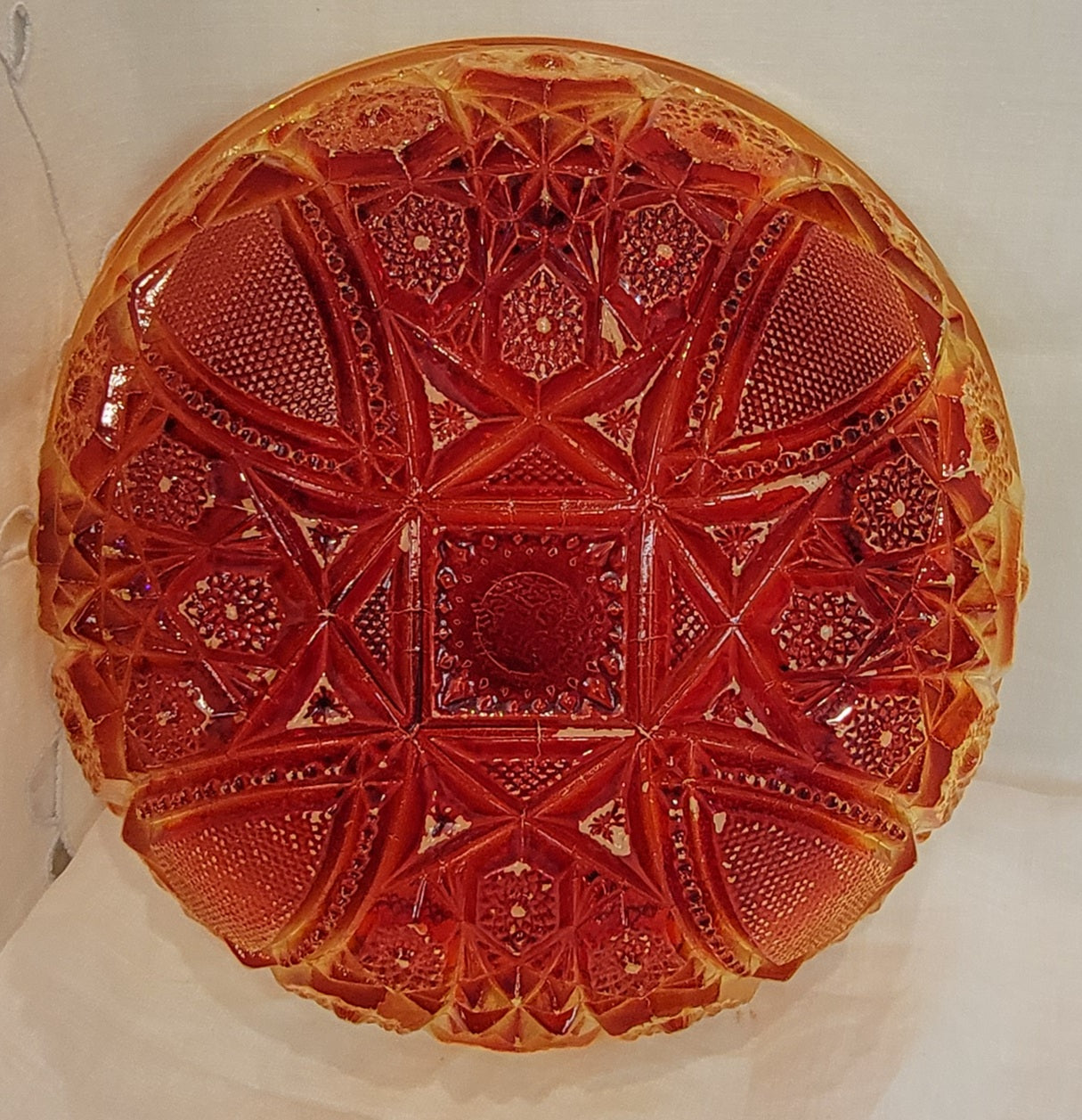 Vintage Amberina Hobstar Bowl