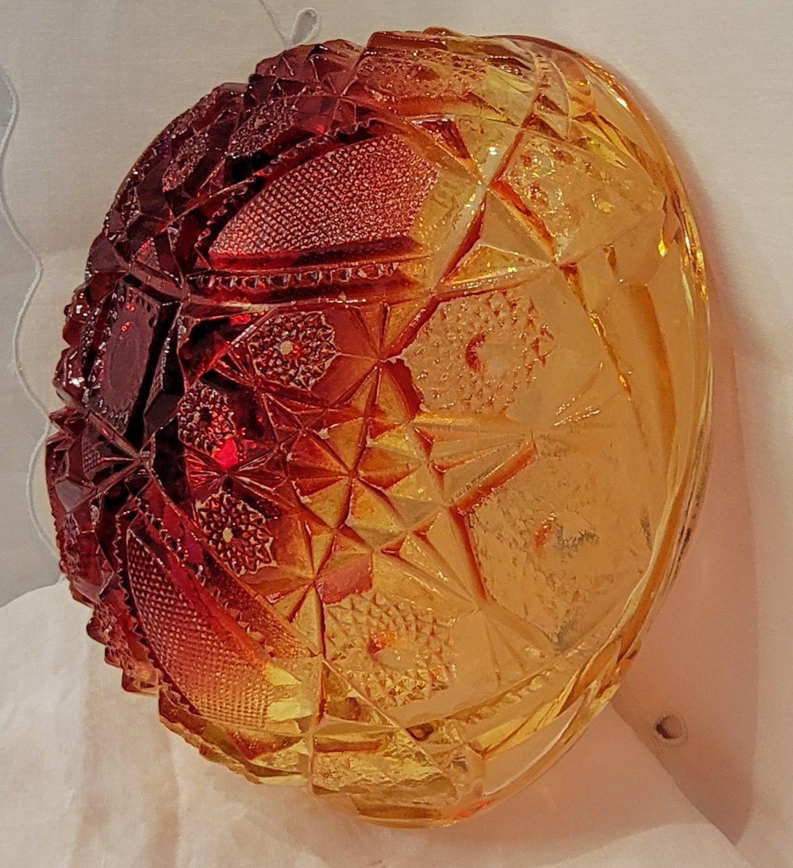 Vintage Amberina Hobstar Bowl
