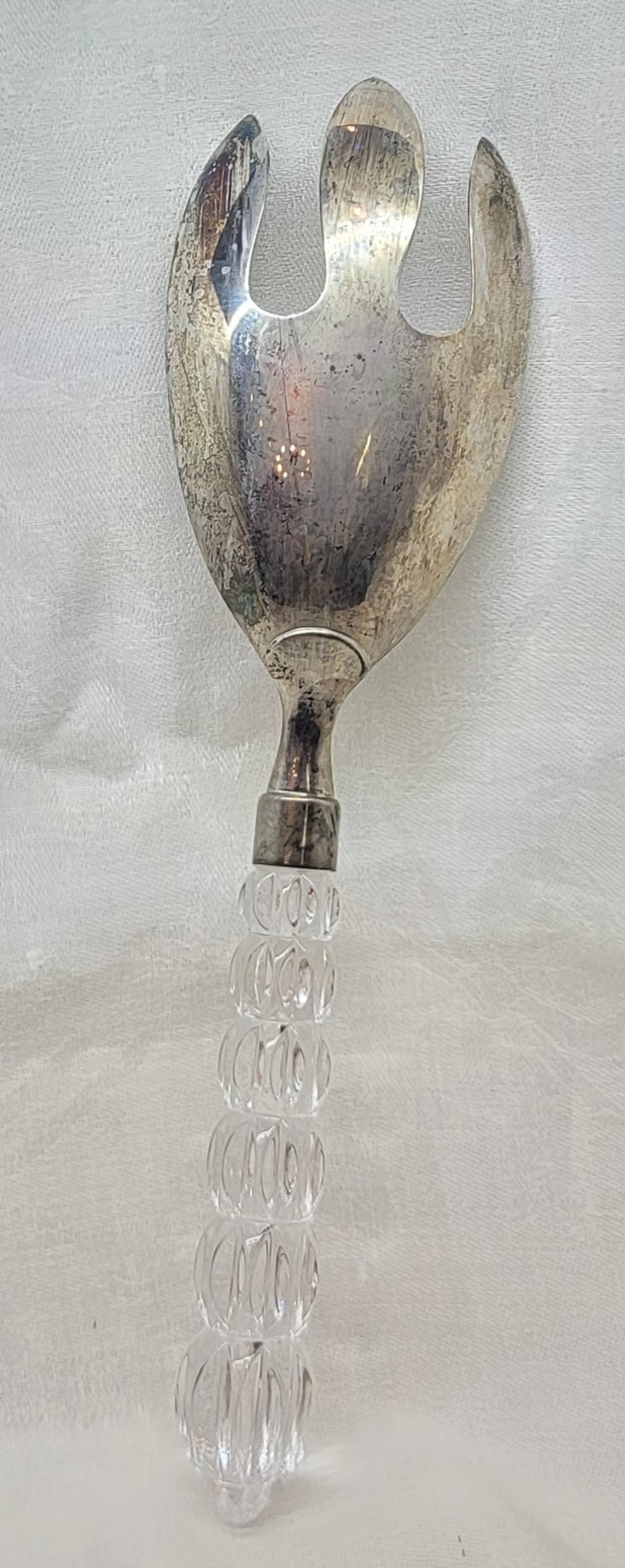 Mikasa Crystal Silver Plate Slotted Serving Spoon