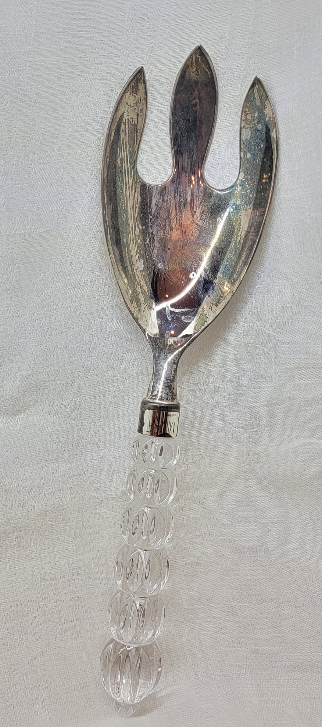 Mikasa Crystal Silver Plate Slotted Serving Spoon