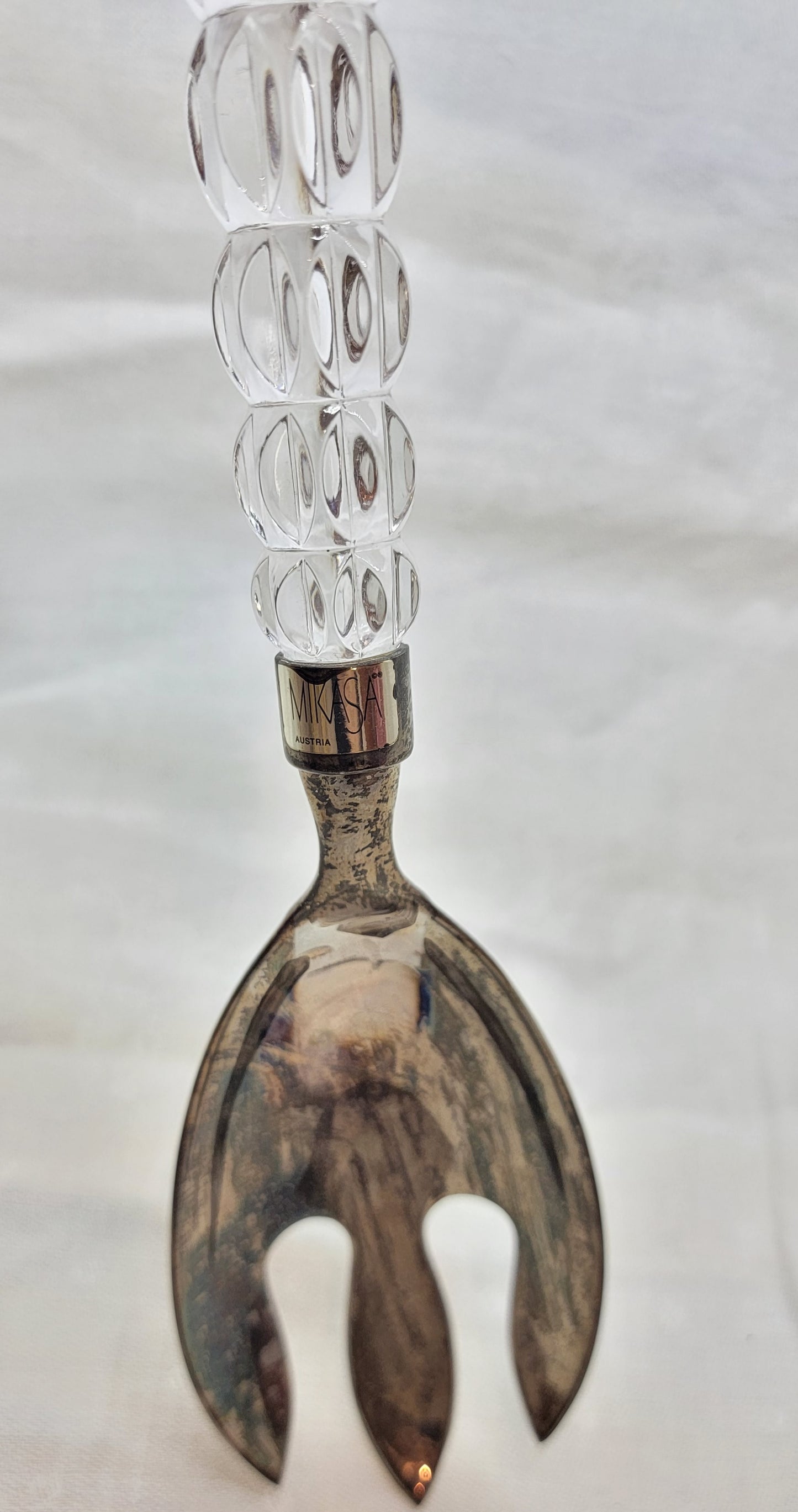 Mikasa Crystal Silver Plate Slotted Serving Spoon