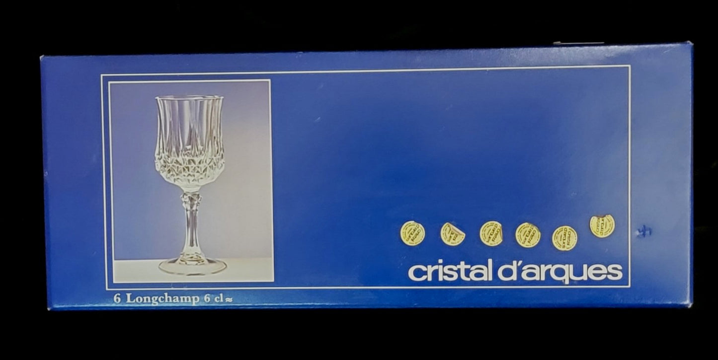 Cristal D'arques 6 Longchamp 6 cl Crystal Cordial Sherry Glasses