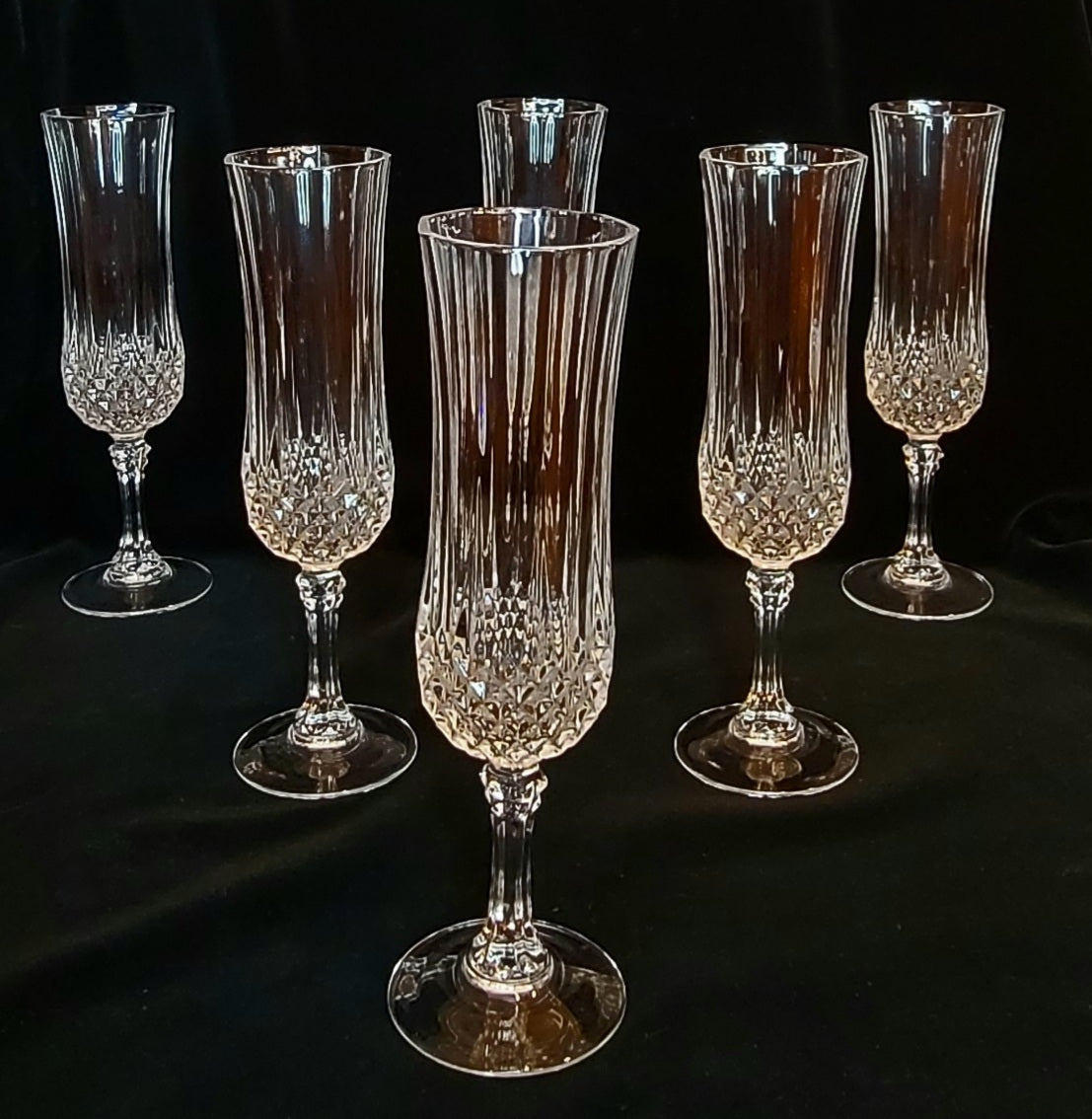 6 Longchamp 14.5 cl Cristal D'arques Crystal Champagne Flutes – Whatnots &  Whimsies