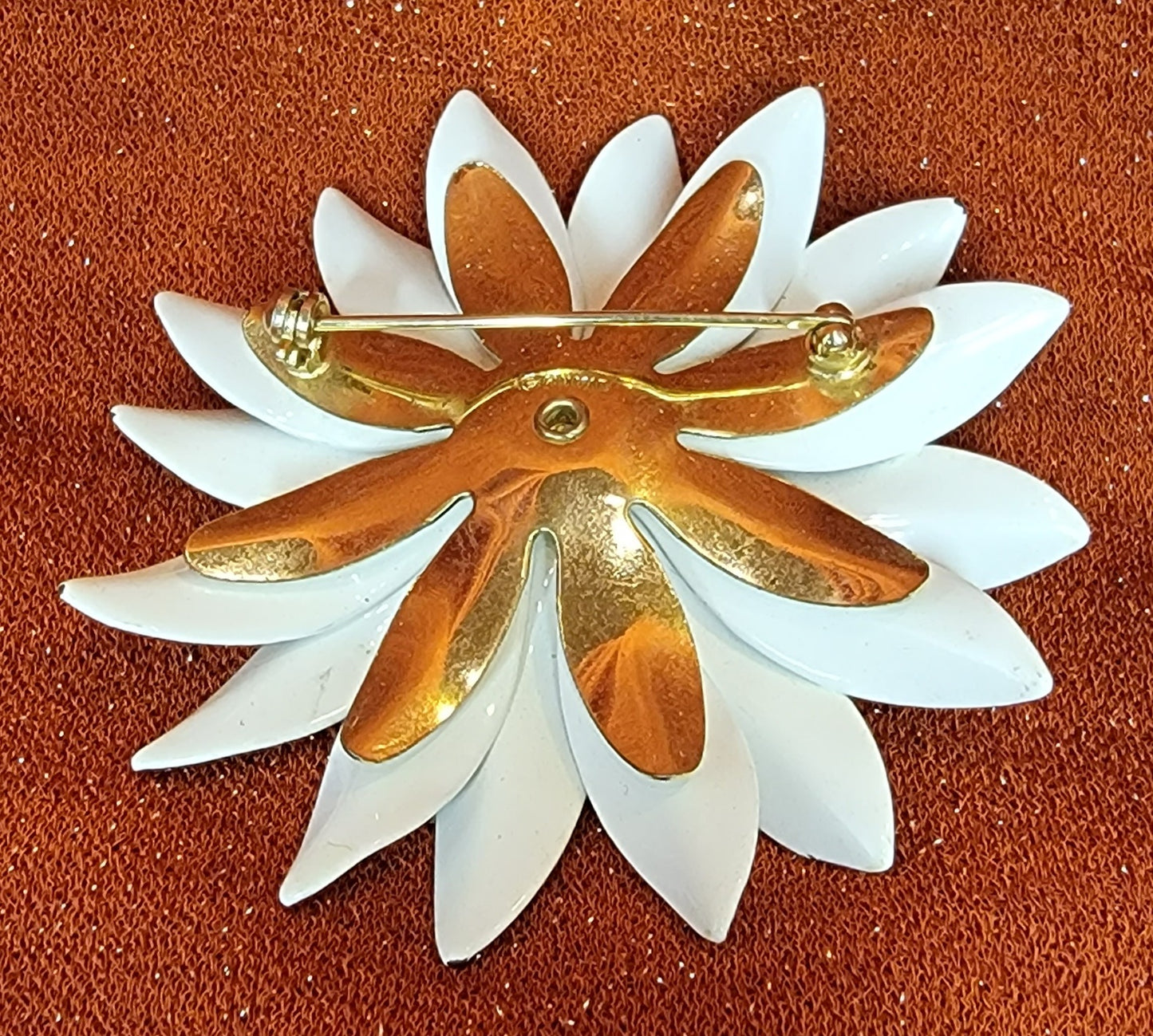 Emmons Vintage Enamel Black & White Retro Daisy Brooch And Clip Earrings