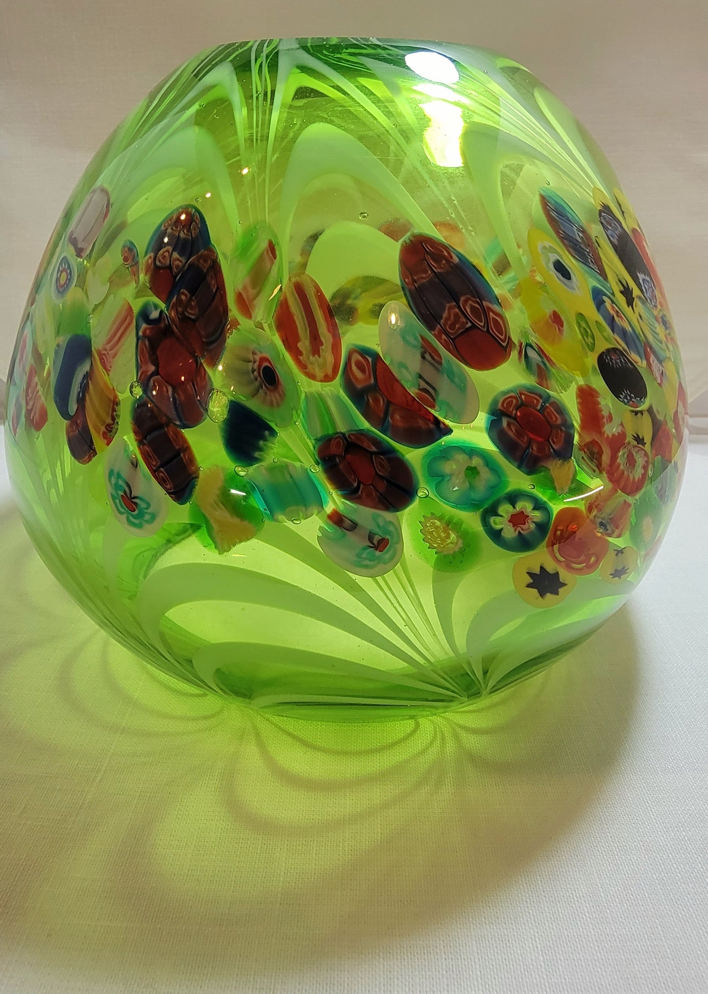 Murano Millefiori Latticino Art Glass Bowl