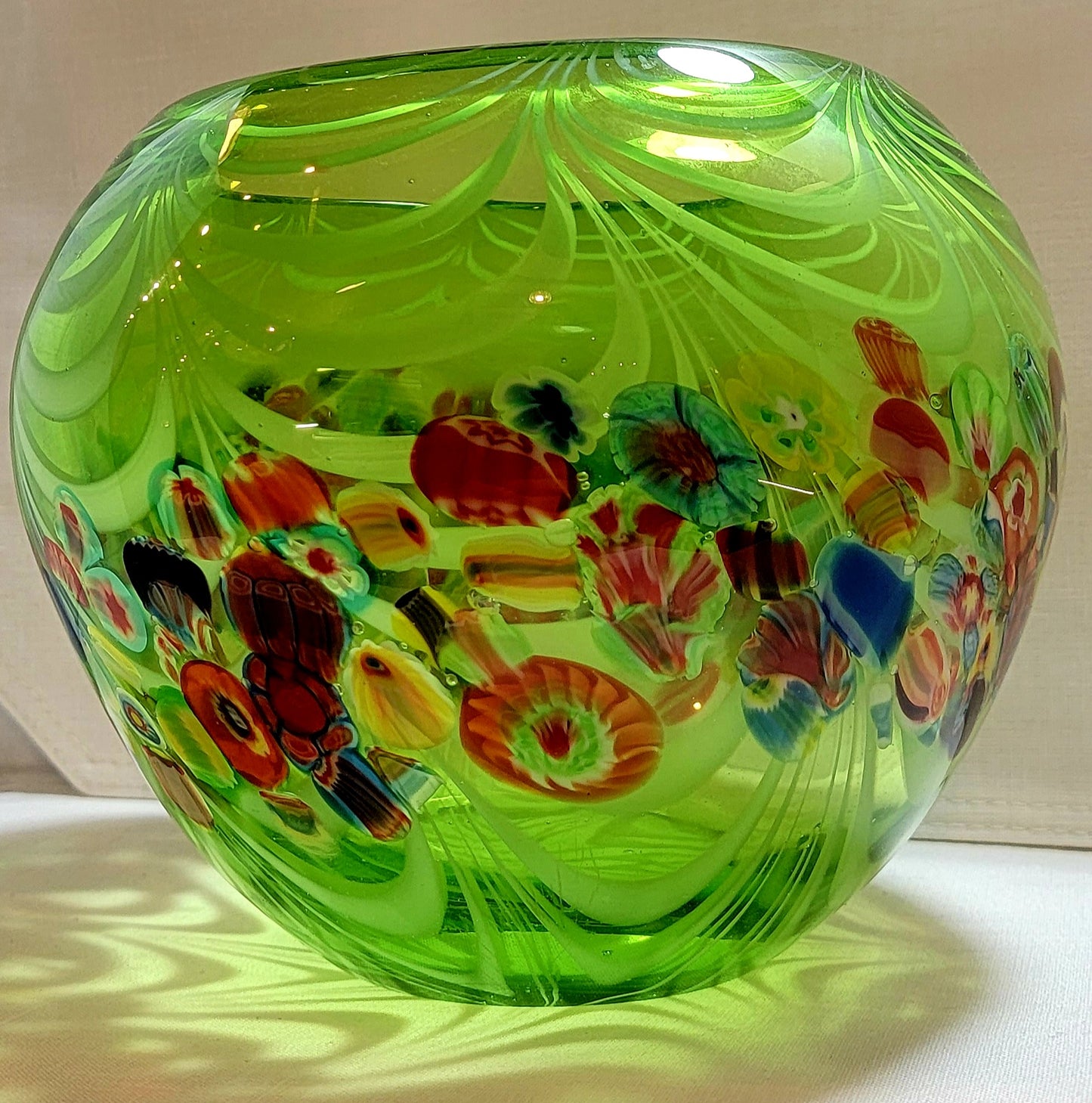 Murano Millefiori Latticino Art Glass Bowl