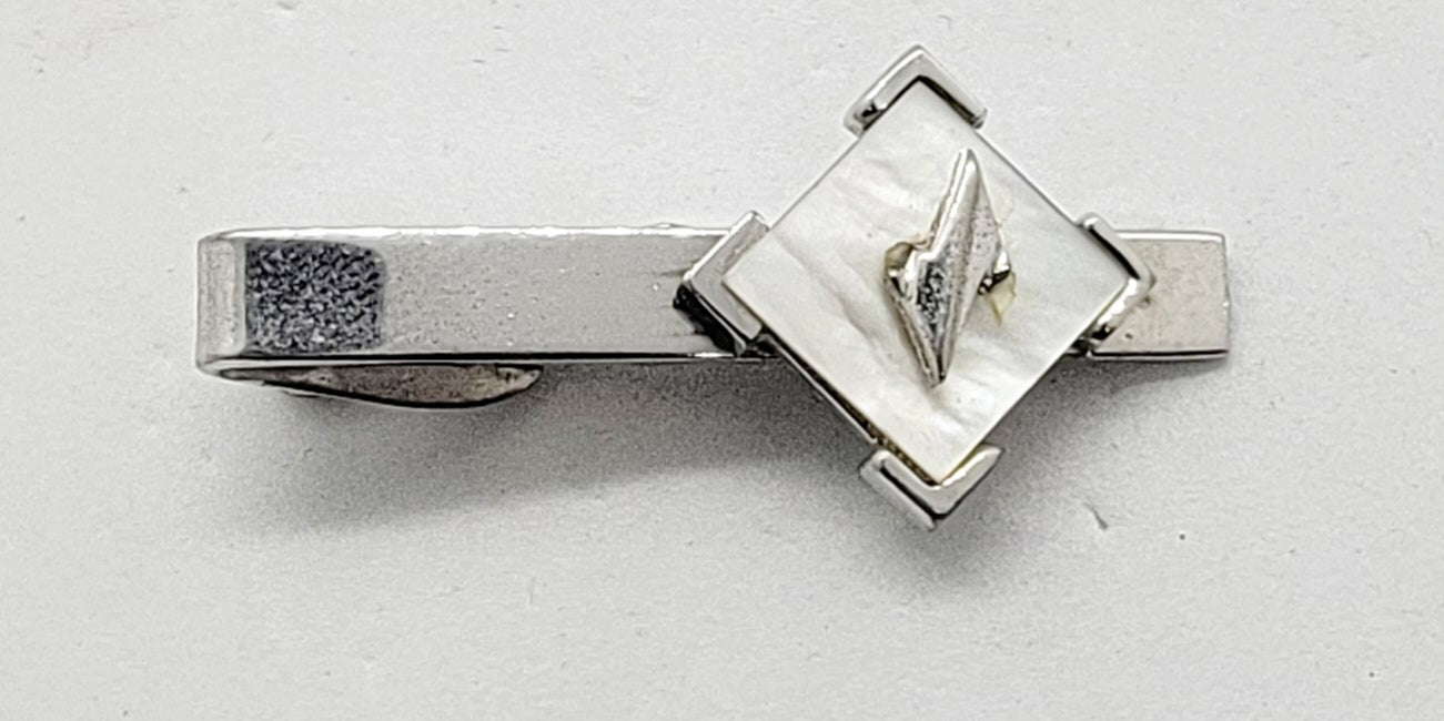 Silver Cufflinks And Tie Clip Set