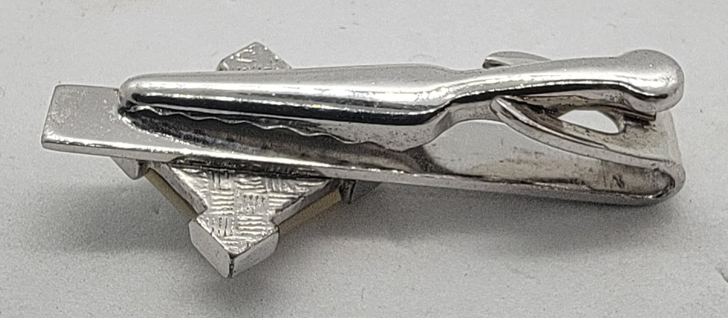 Silver Cufflinks And Tie Clip Set