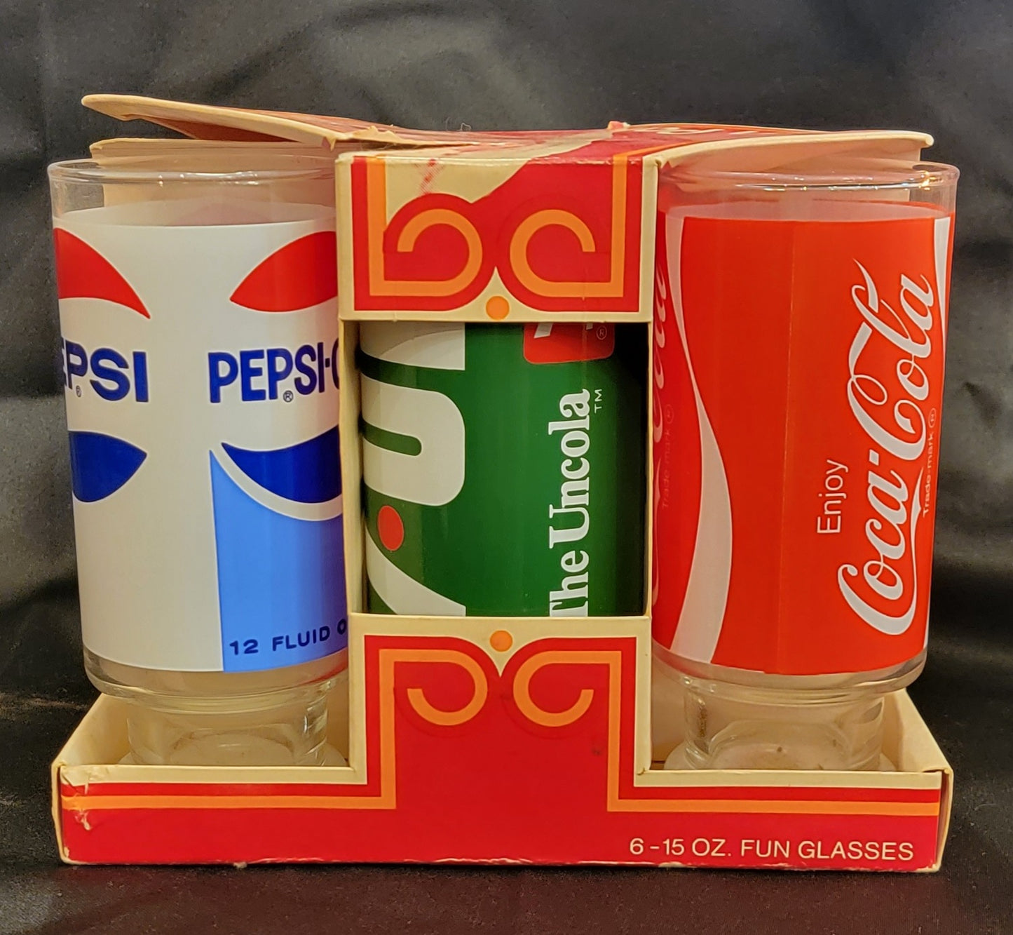 Vintage Anchor Hocking Fun Pak Set Of Six 15oz Glasses