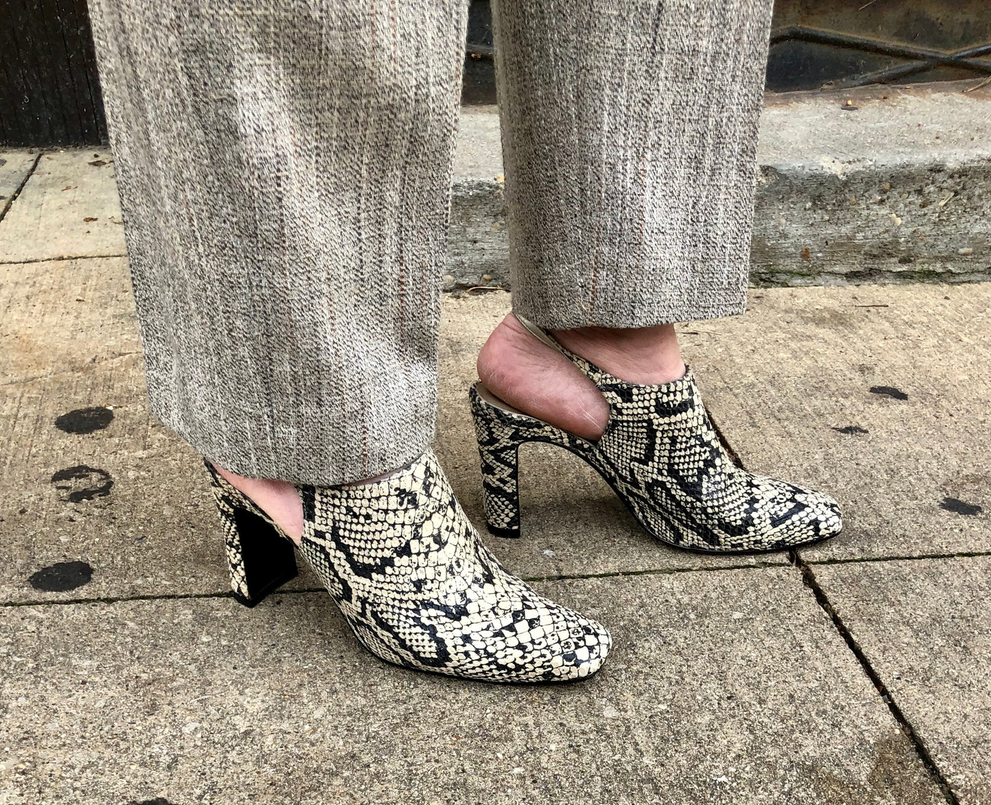 Sam & Libby Python Print Leather Slingback Heels Shoes