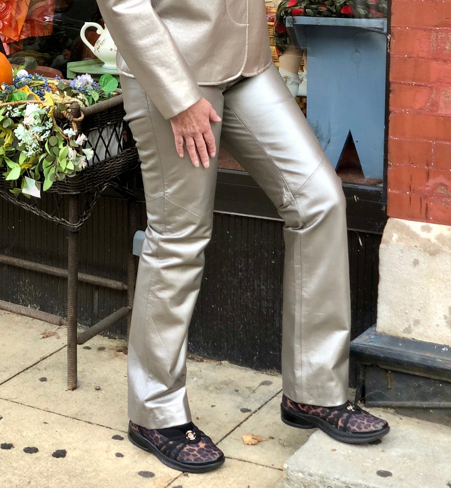 Vintage Margaret Godfrey Silver Metallic Leather Pants