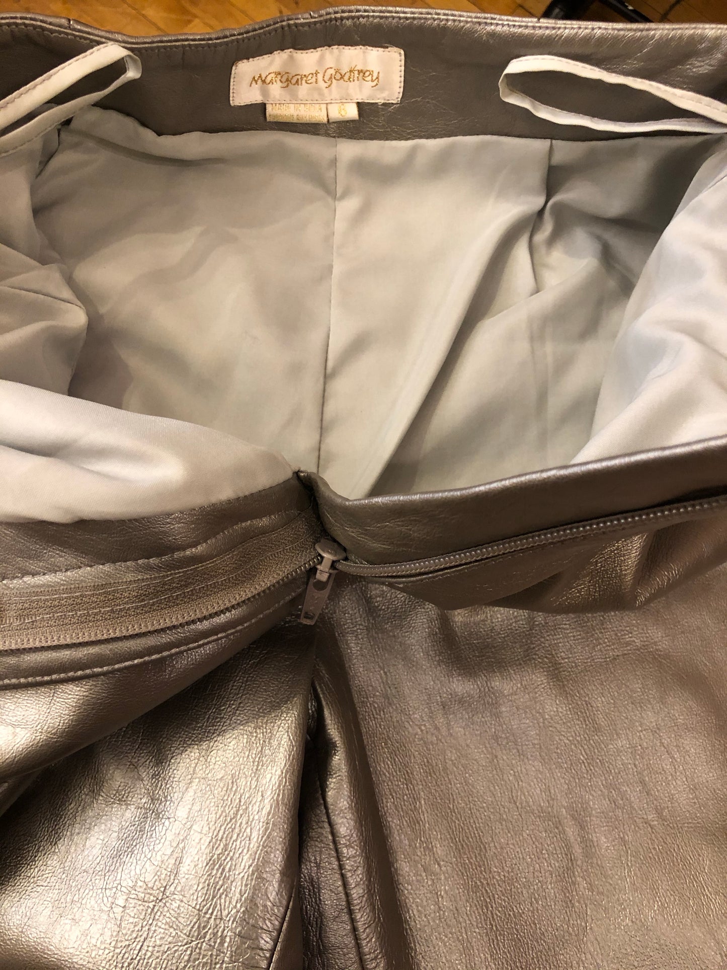 Vintage Margaret Godfrey Silver Metallic Leather Pants