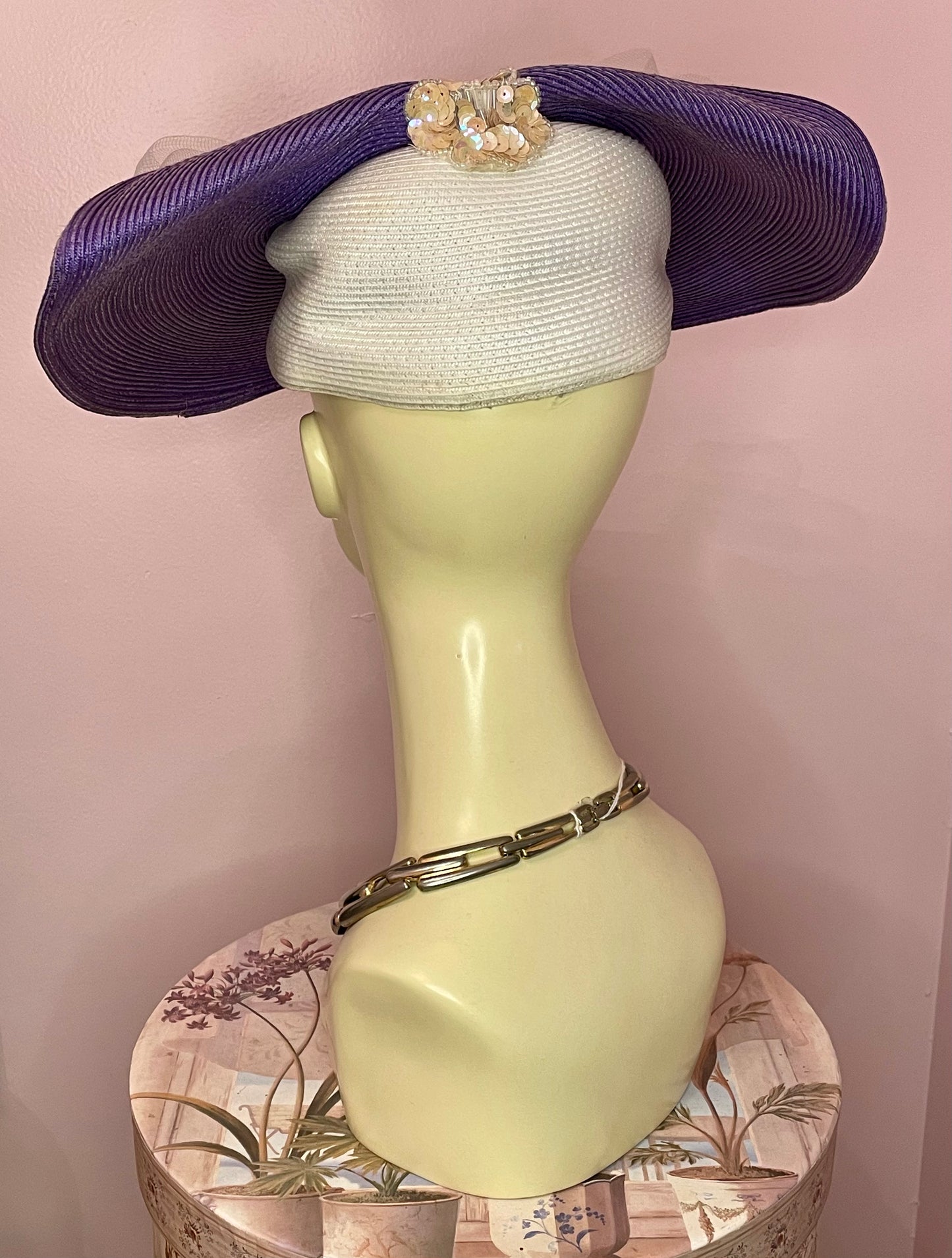 Vintage Lavender Straw Hat