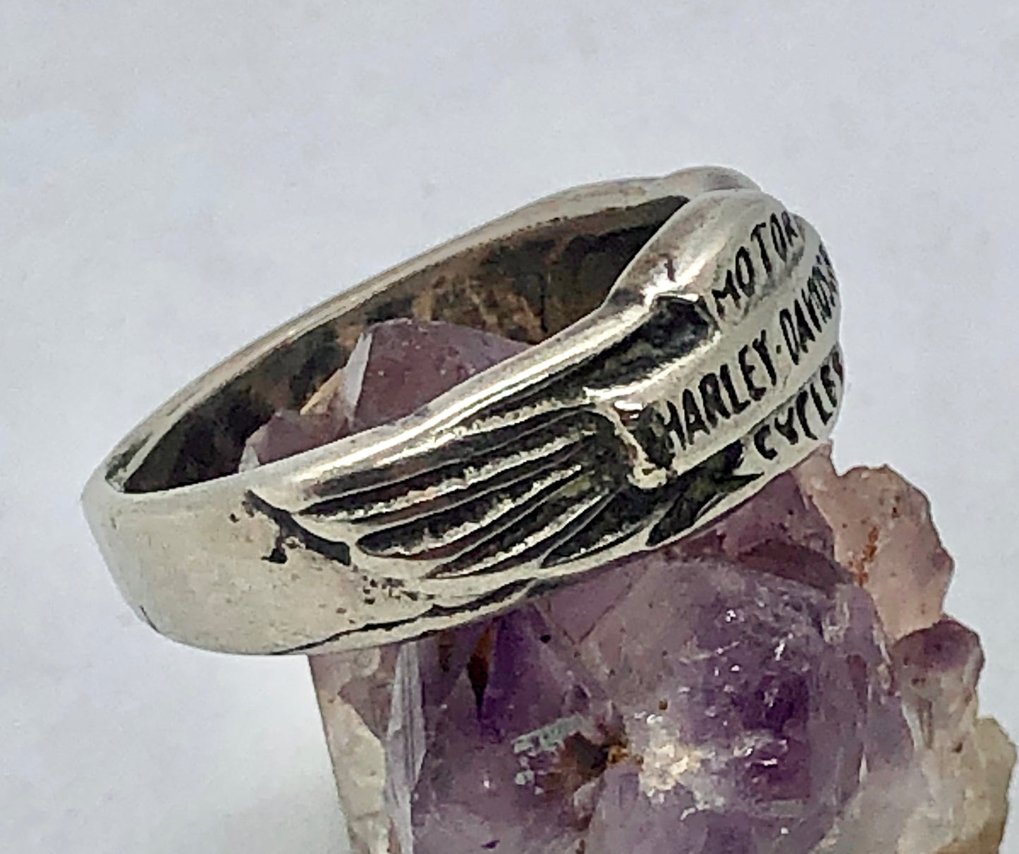 Vintage Sterling Silver Harley Davidson Motorcycle Wings Ring