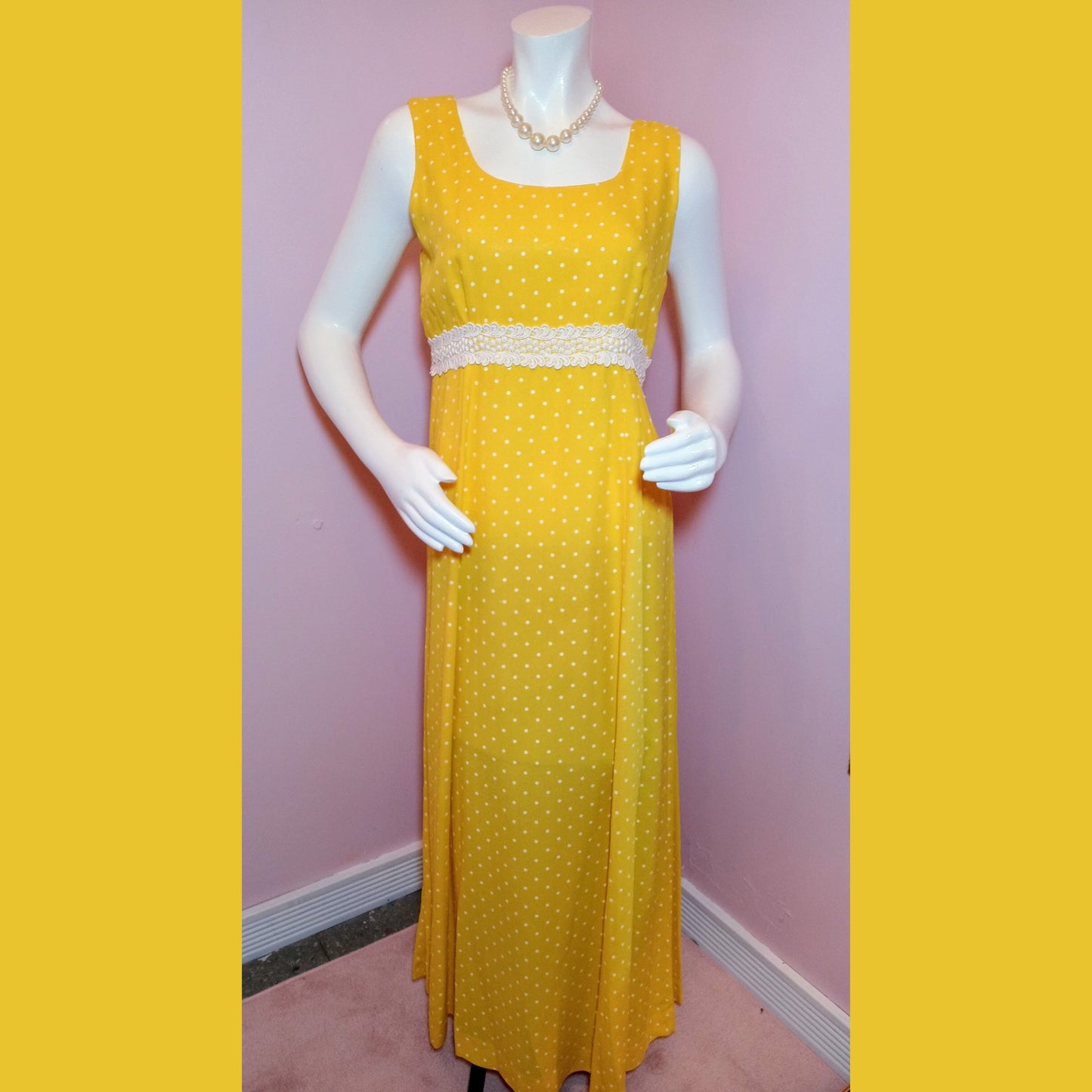 Vintage Handmade Yellow Polka-Dot Dress