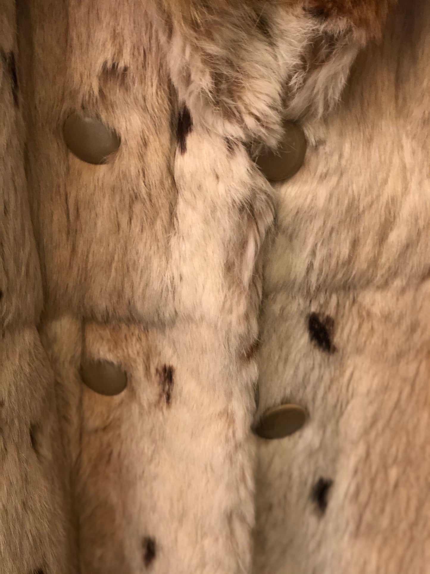 Vintage Spotted Lynx Fur Coat with Fox Fur Collar