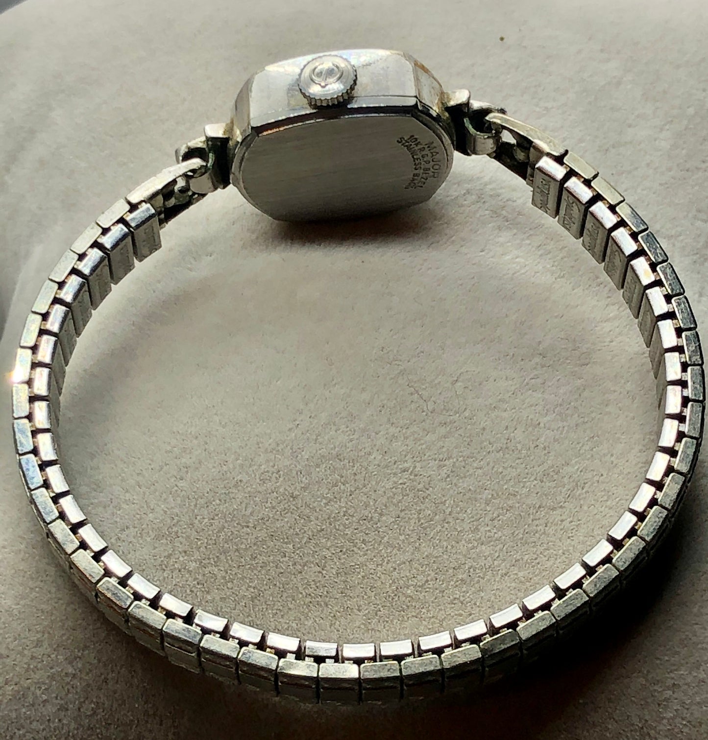 Vintage Elgin 10K White RGP Bezel Windup Ladies Wrist Watch