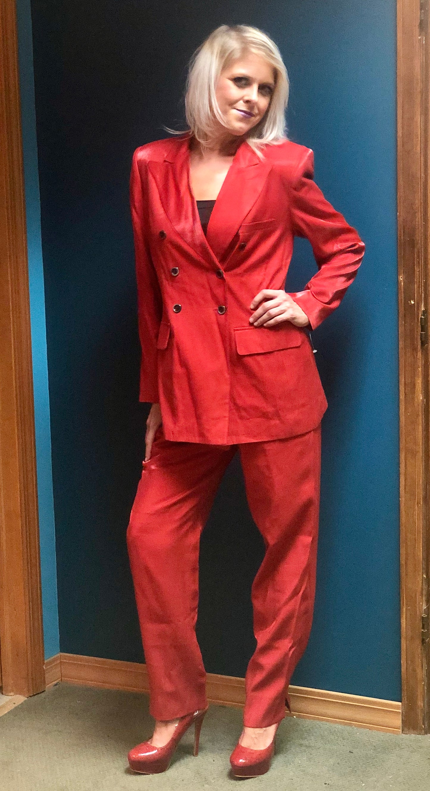 1990’s Harve’ Benard 2pc Red Pant Suit