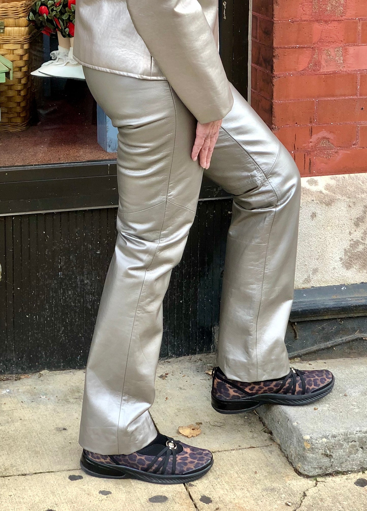 Vintage Margaret Godfrey Silver Metallic Leather Pants