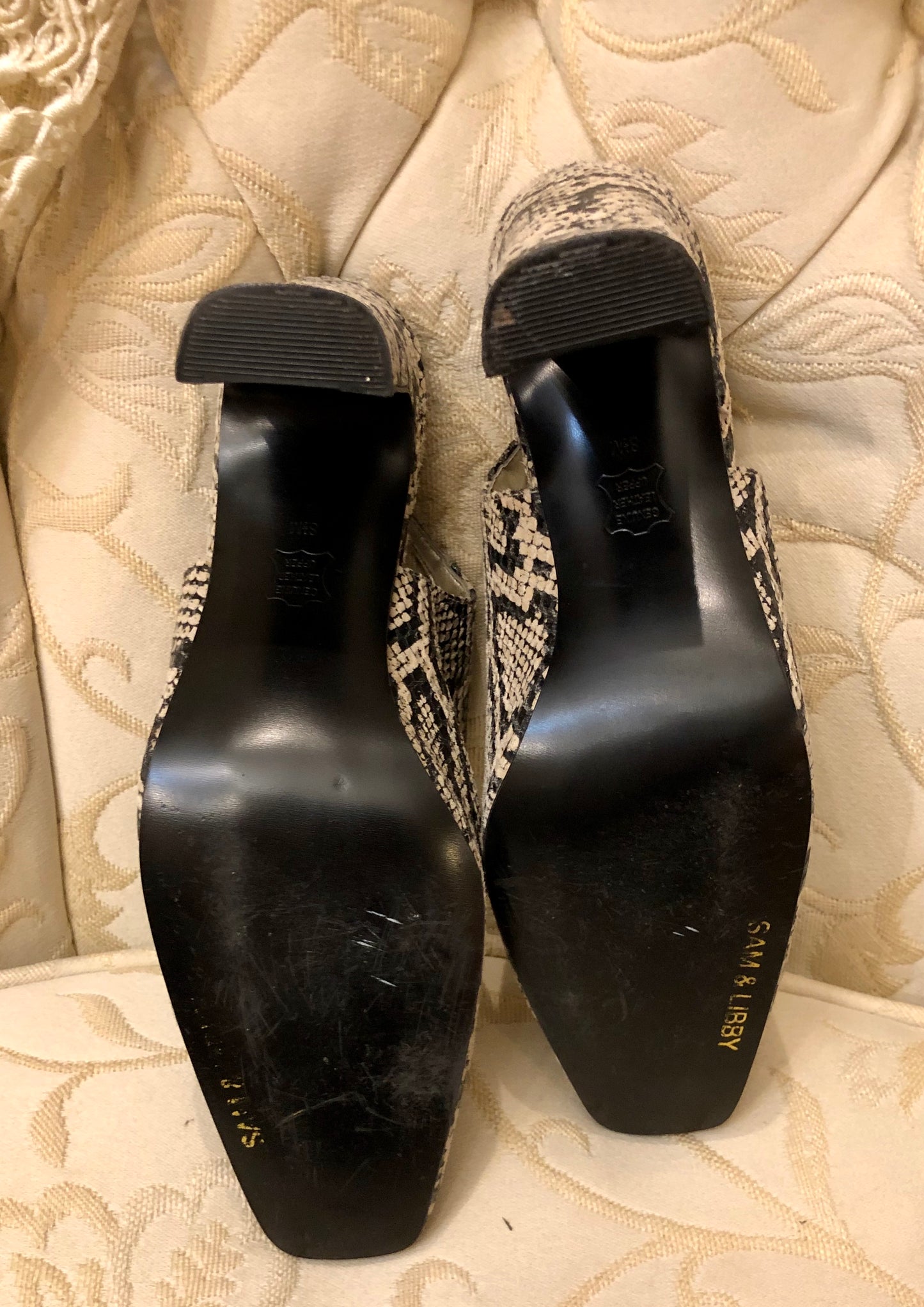 Sam & Libby Python Print Leather Slingback Heels Shoes