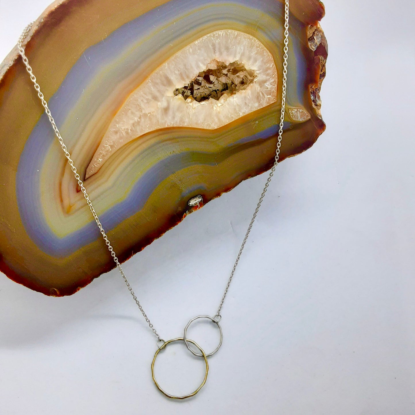 Italy Gold/Over Sterling Chain Infinity Circle Charm Necklace
