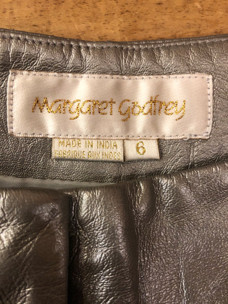 Vintage Margaret Godfrey Silver Metallic Leather Pants