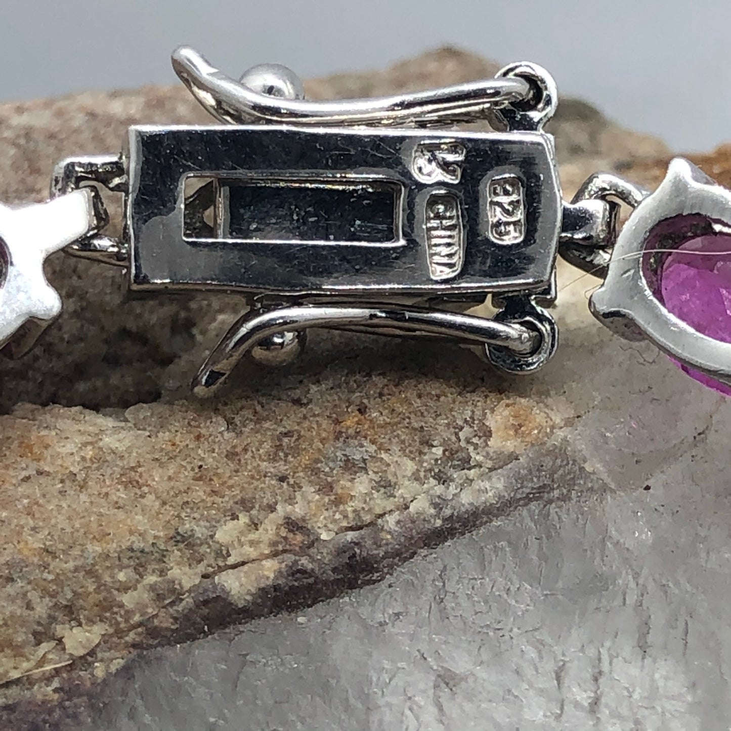 Sterling Silver Pink and Fuchsia Tennis Bracelet
