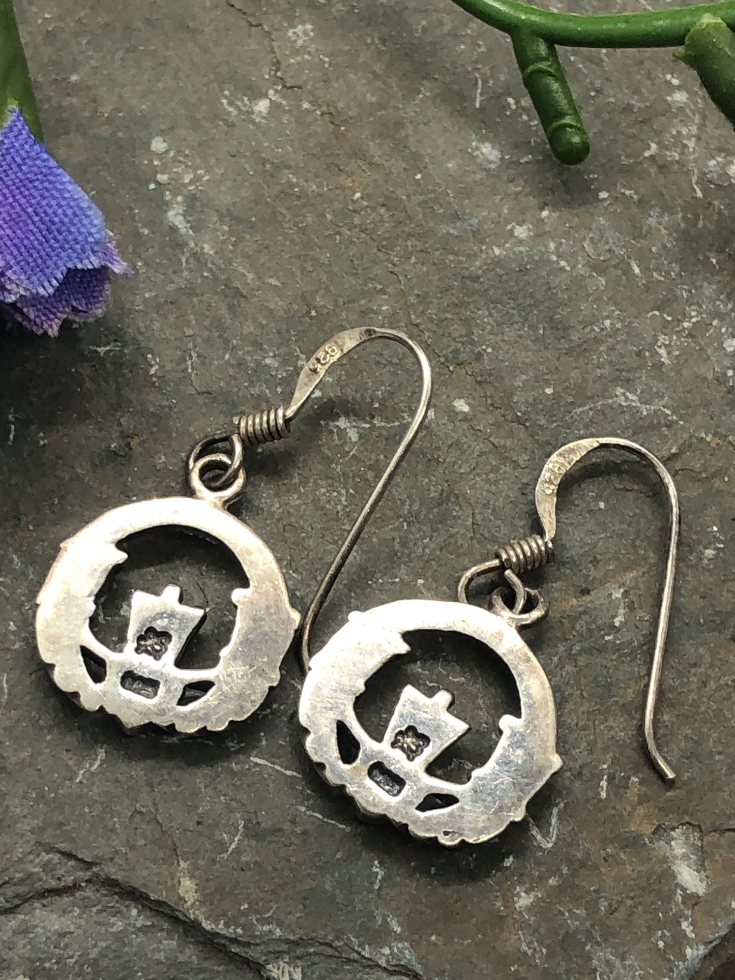 Vintage Claddagh Solid Sterling Silver Dangle Earrings Love Loyalty Friendship