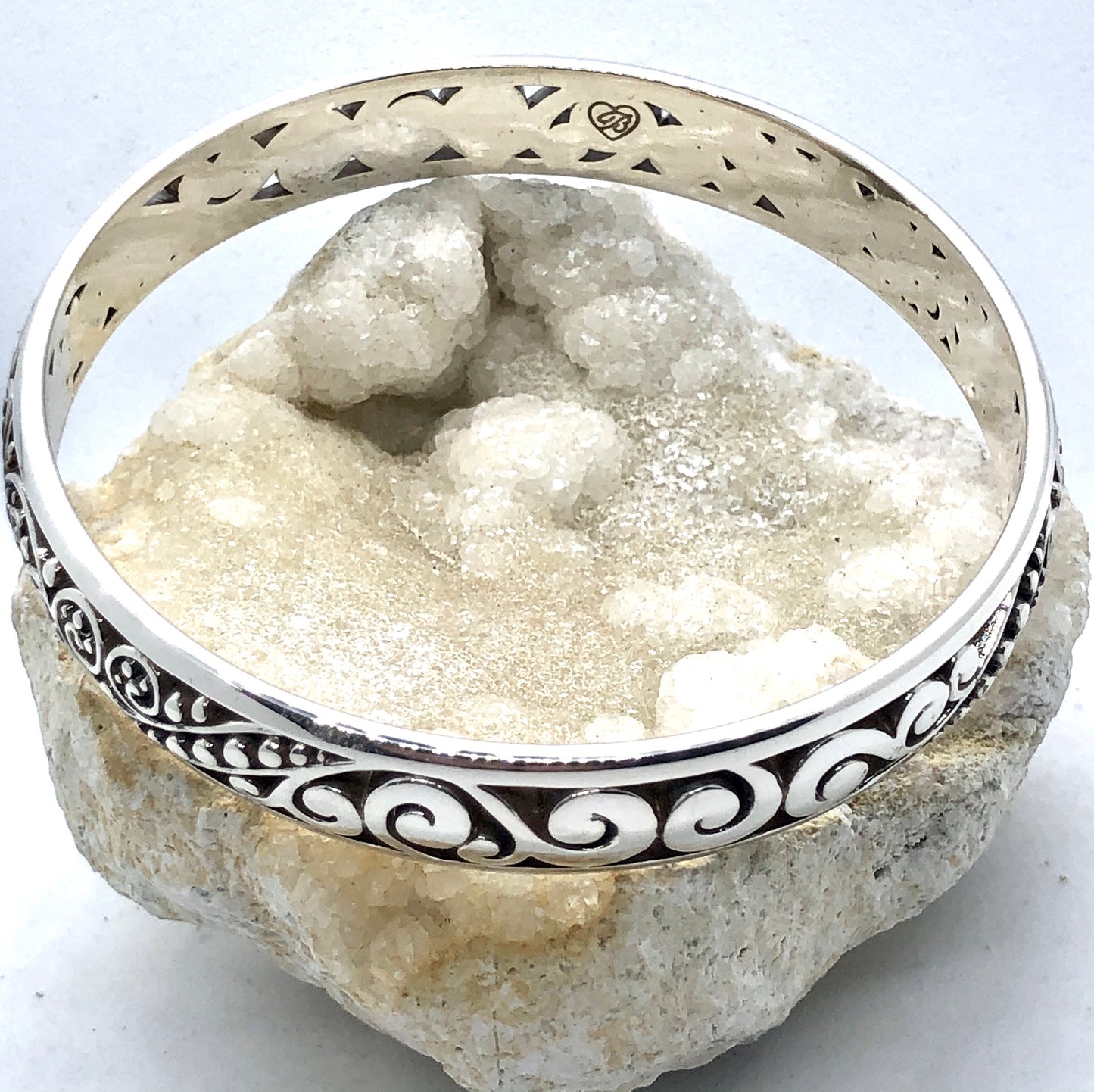 Brighton Love Affair Silver Swirl & Dot Bangle Bracelet