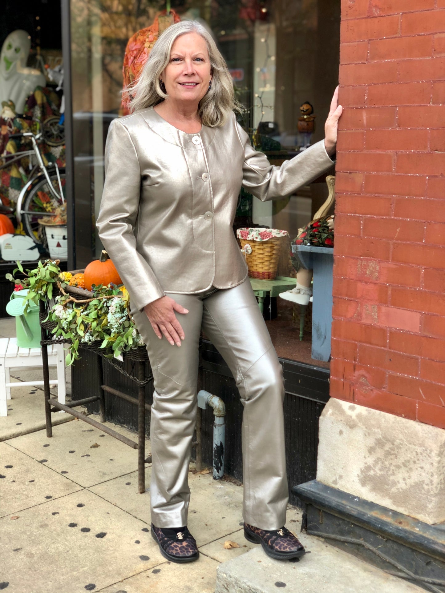Vintage Margaret Godfrey Silver Metallic Leather Pants