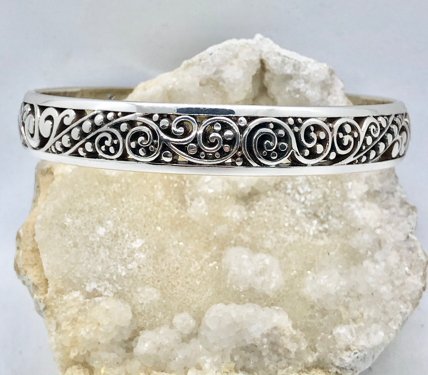 Brighton Love Affair Silver Swirl & Dot Bangle Bracelet