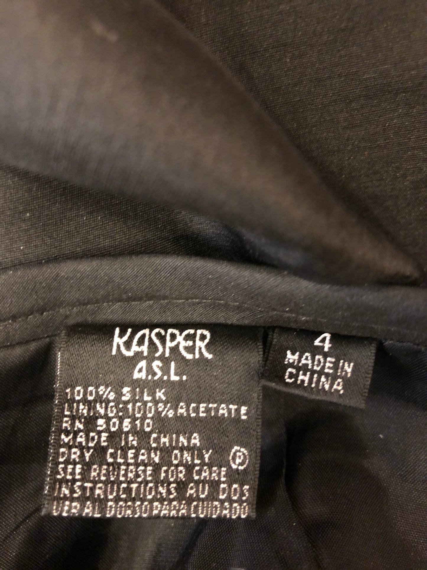 Vintage Kasper 100% Silk Black Skirt