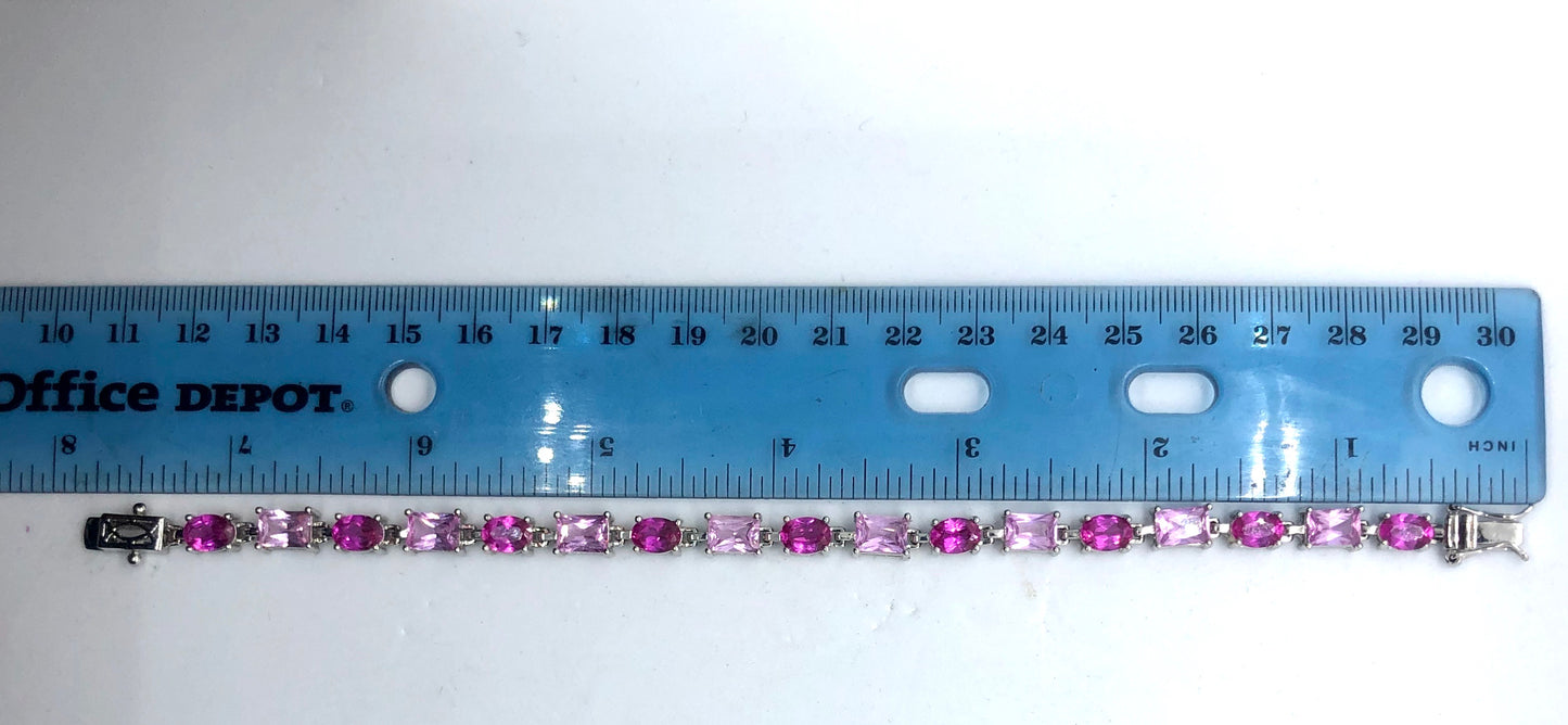Sterling Silver Pink and Fuchsia Tennis Bracelet
