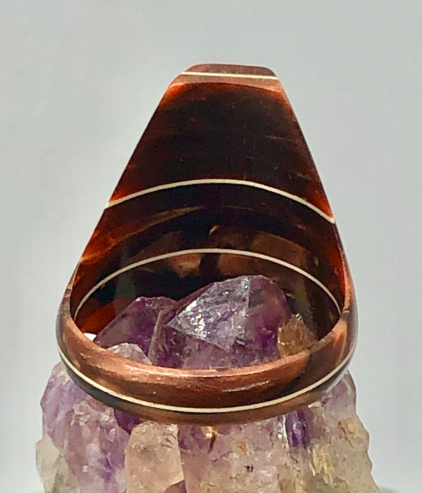 Vintage Art Deco Carved Tortoise Shell Cameo Ring