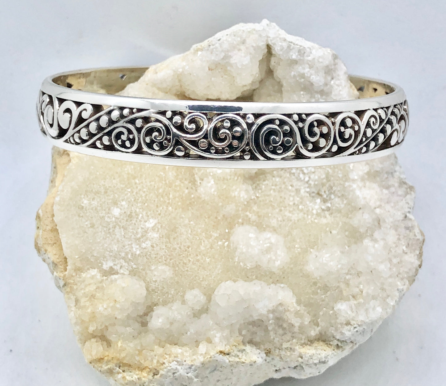 Brighton Love Affair Silver Swirl & Dot Bangle Bracelet