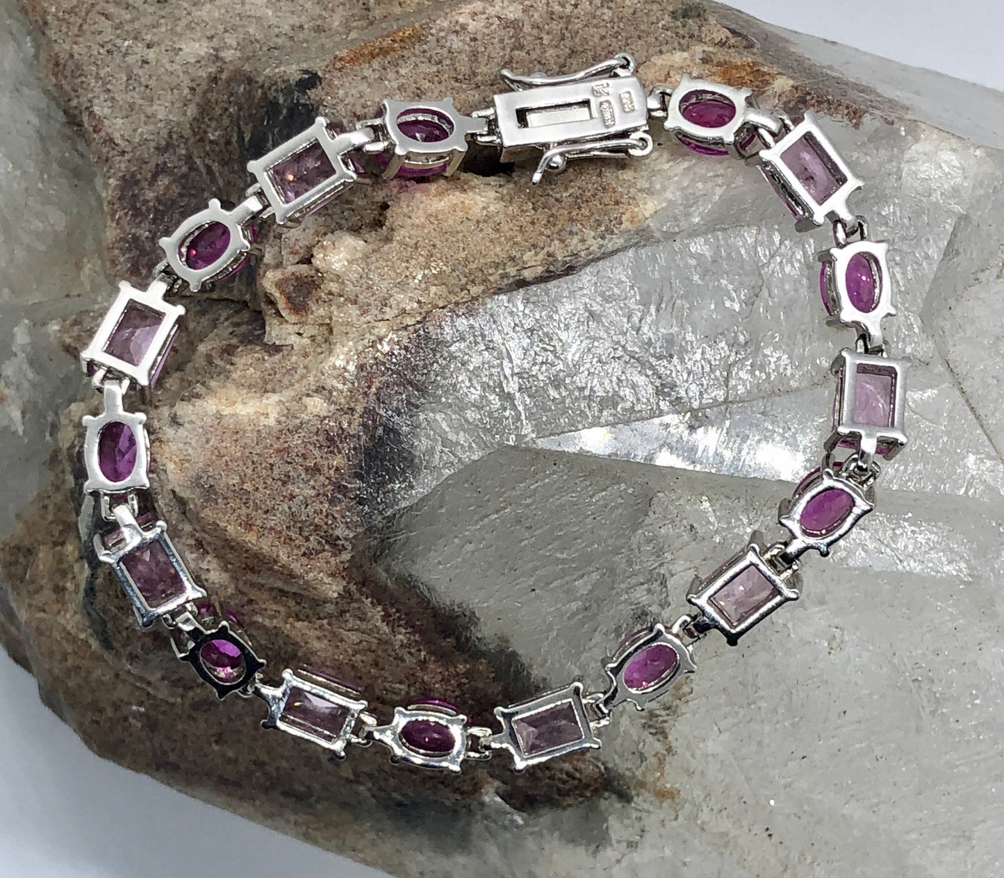 Sterling Silver Pink and Fuchsia Tennis Bracelet