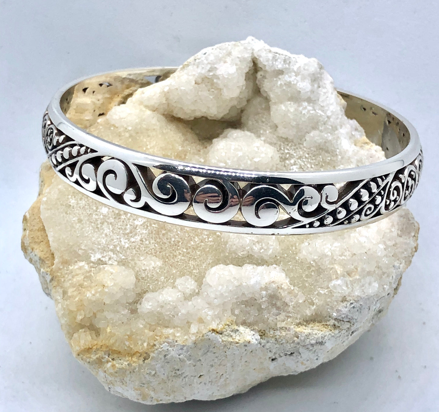 Brighton Love Affair Silver Swirl & Dot Bangle Bracelet